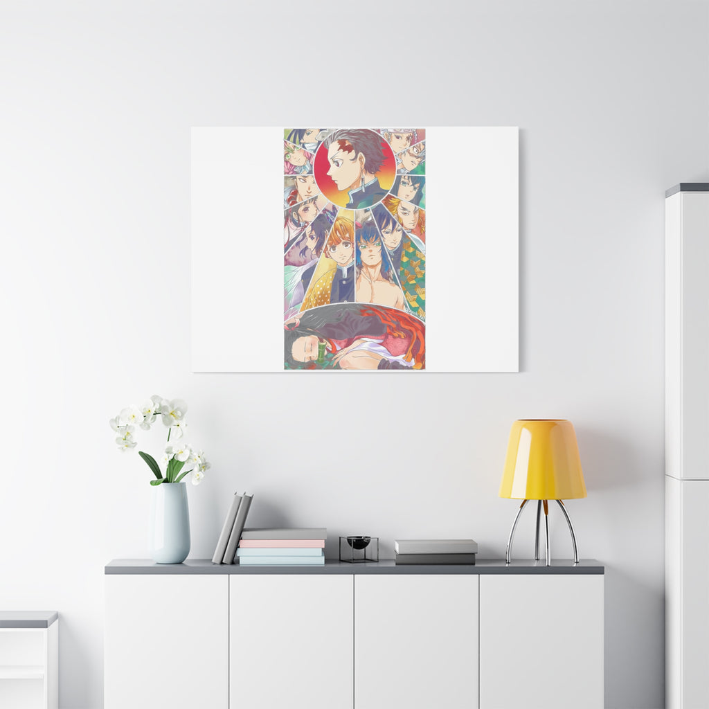 Anime Character Collage Matte Canvas Print - Stretched Wall Art