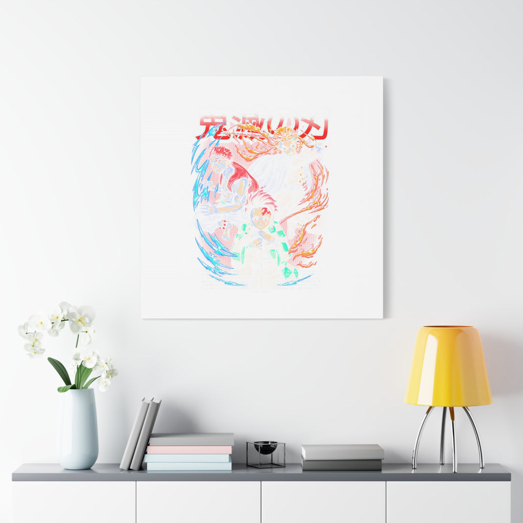 Anime Canvas Wall Art — Demon Slayer Tanjiro & Rengoku Matte Stretched Print
