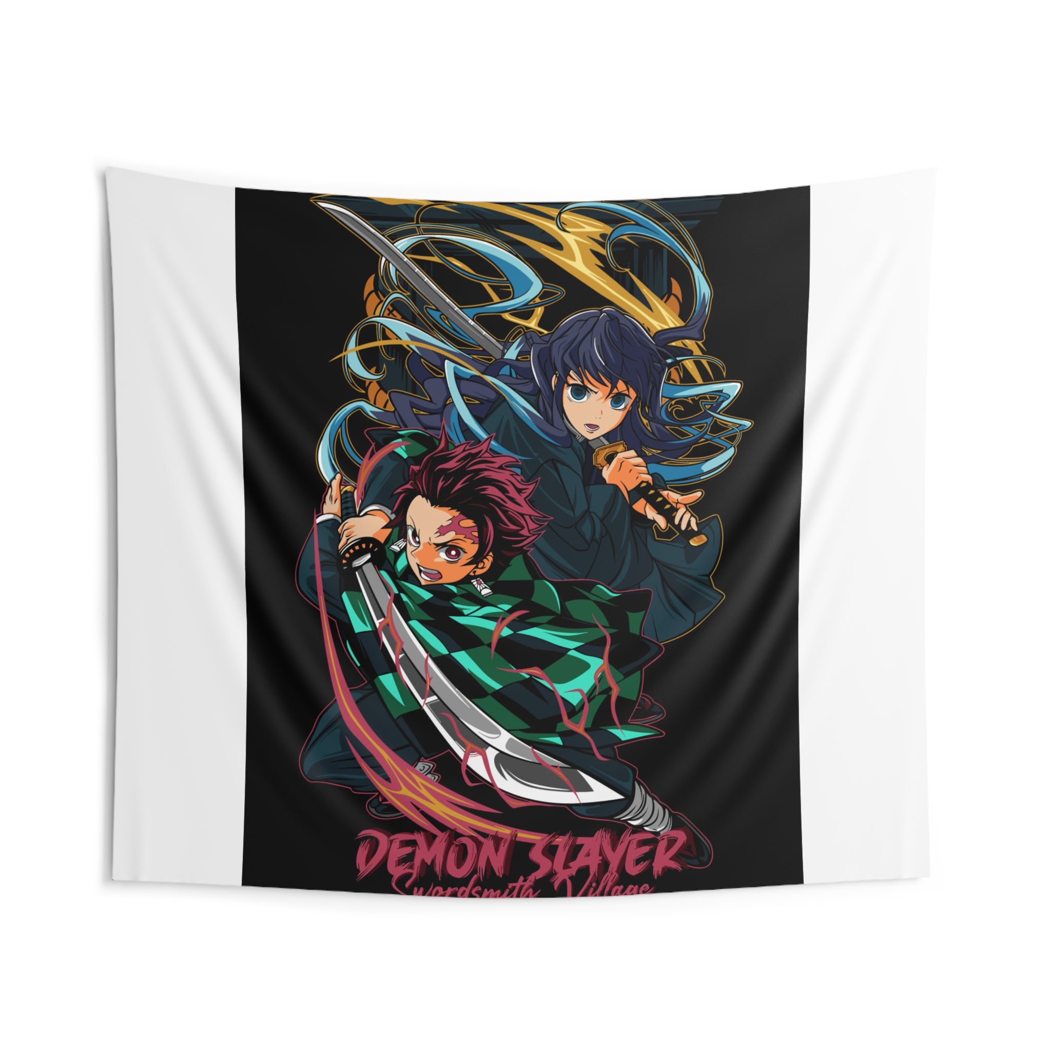 Demon Slayer Tanjiro & Shinobu Anime Wall Tapestry – Bedroom Decor, Otaku Gift