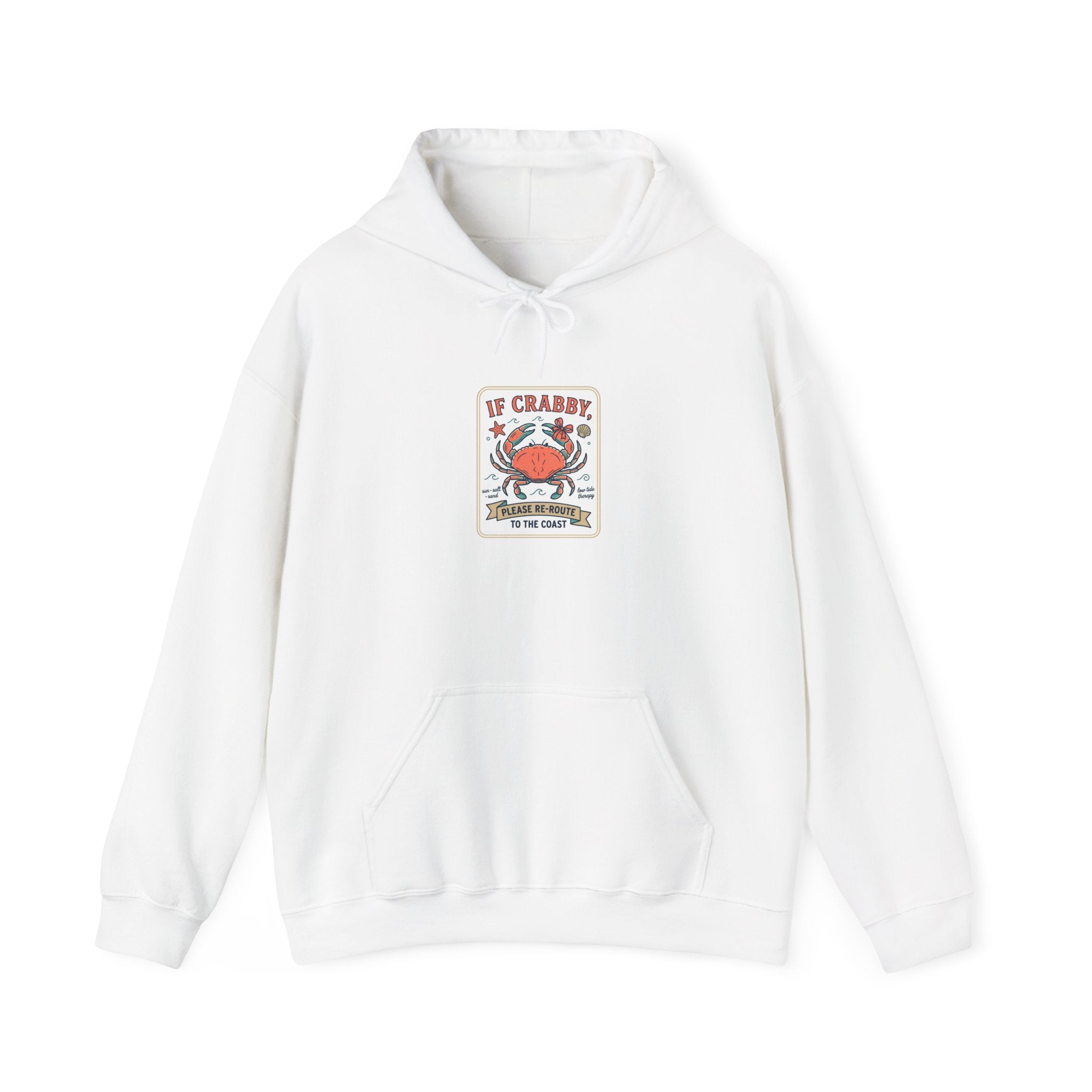 Crabby Coastal Illustration Hoodie | Cute Grumpy Crab, Summer Beach Humor