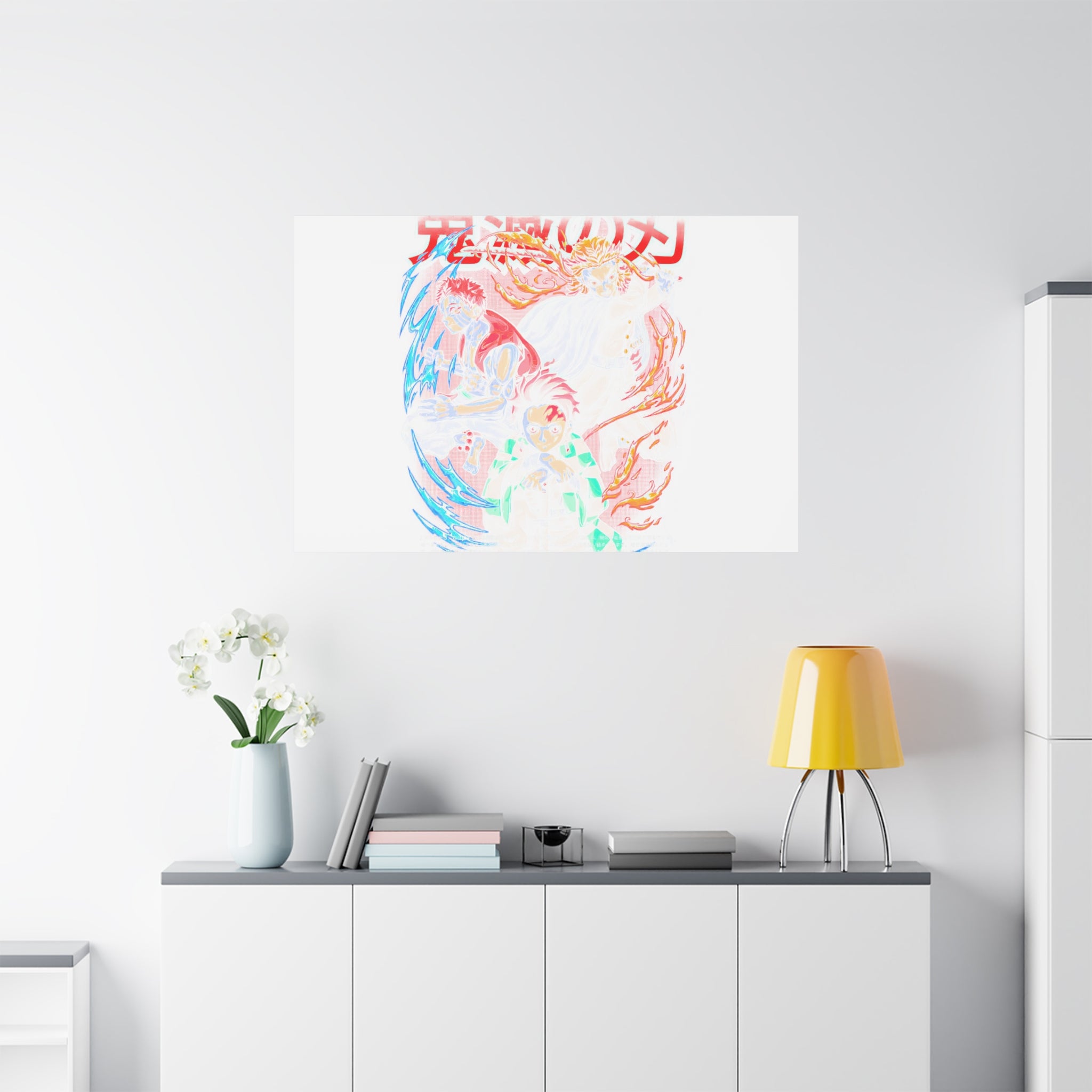 Anime Canvas Wall Art — Demon Slayer Tanjiro & Rengoku Matte Stretched Print