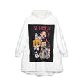 Anime Chibi Hooded Blanket — Cute Character Panel with Japanese Text