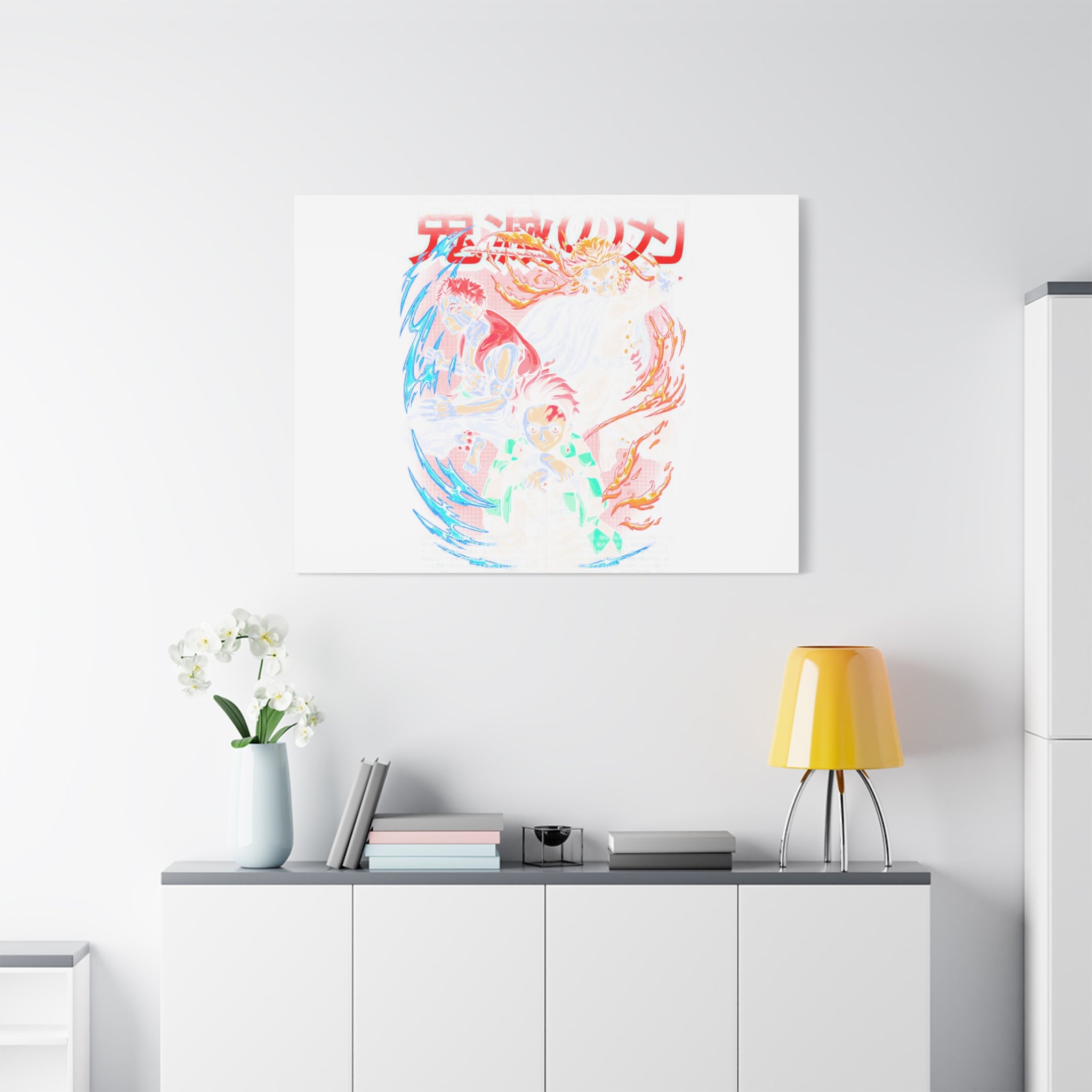 Anime Canvas Wall Art — Demon Slayer Tanjiro & Rengoku Matte Stretched Print