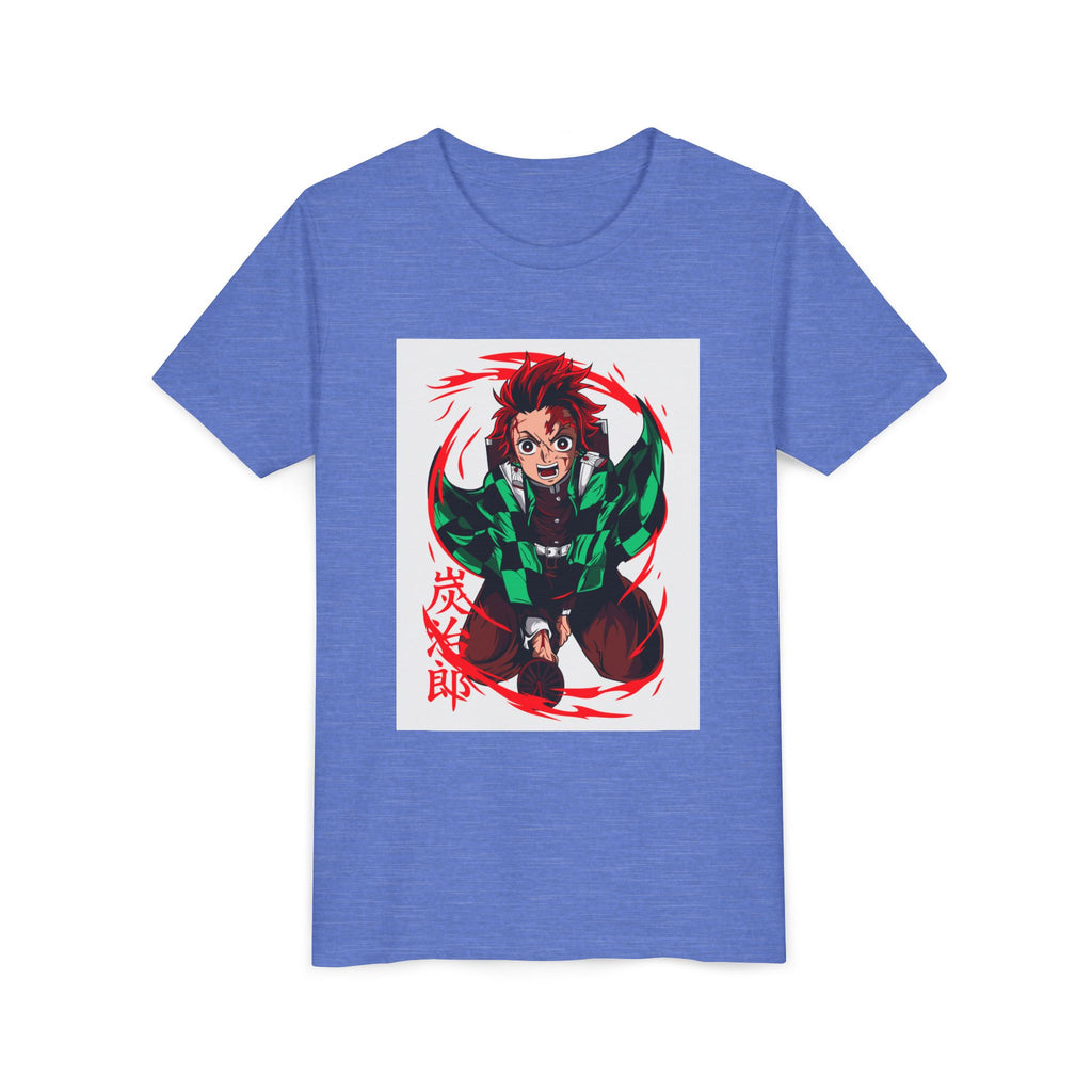 Youth Anime Character Tee — Action Pose Graphic Short Sleeve Shirt