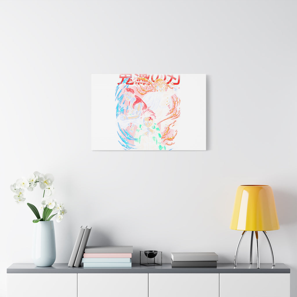 Anime Canvas Wall Art — Demon Slayer Tanjiro & Rengoku Matte Stretched Print