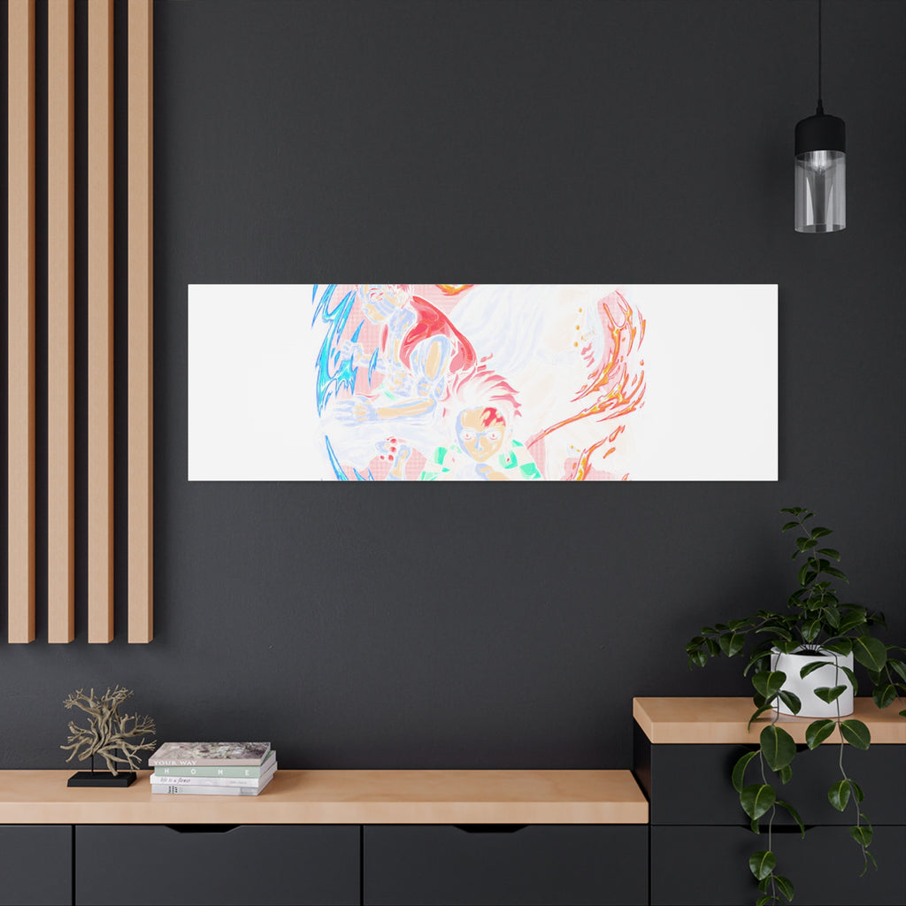 Anime Canvas Wall Art — Demon Slayer Tanjiro & Rengoku Matte Stretched Print