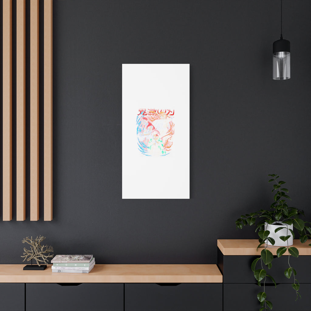 Anime Canvas Wall Art — Demon Slayer Tanjiro & Rengoku Matte Stretched Print