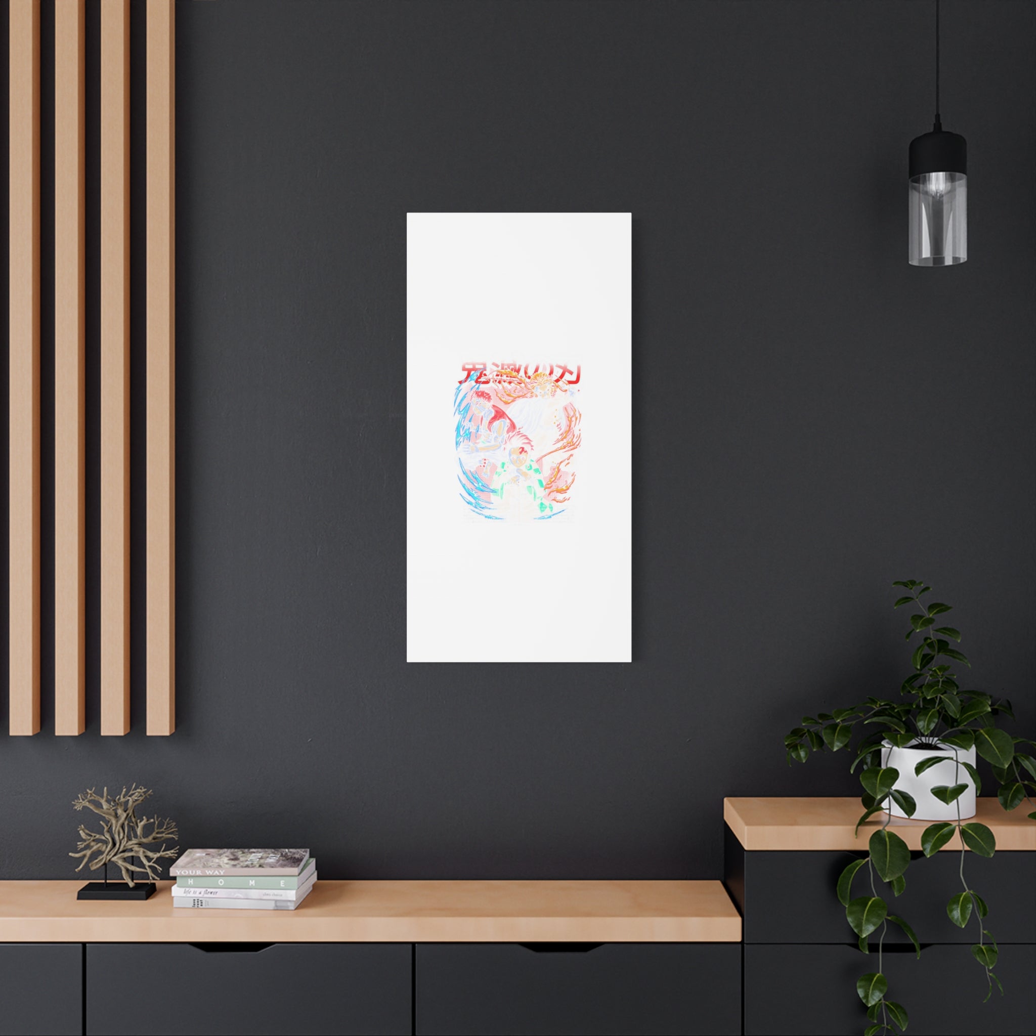 Anime Canvas Wall Art — Demon Slayer Tanjiro & Rengoku Matte Stretched Print