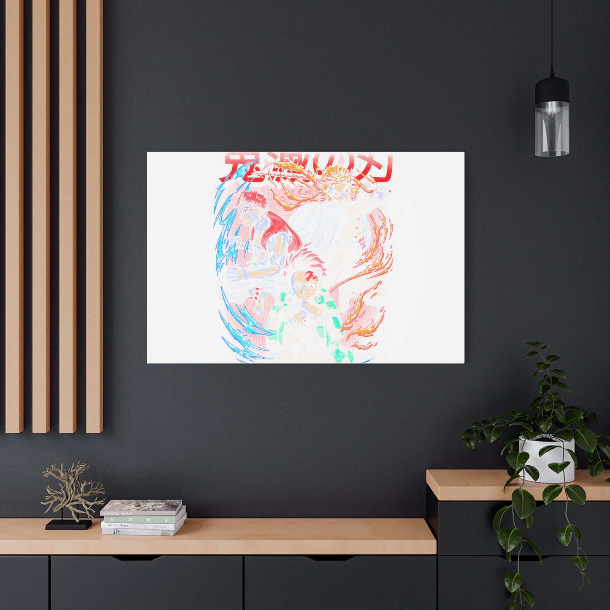Anime Canvas Wall Art — Demon Slayer Tanjiro & Rengoku Matte Stretched Print