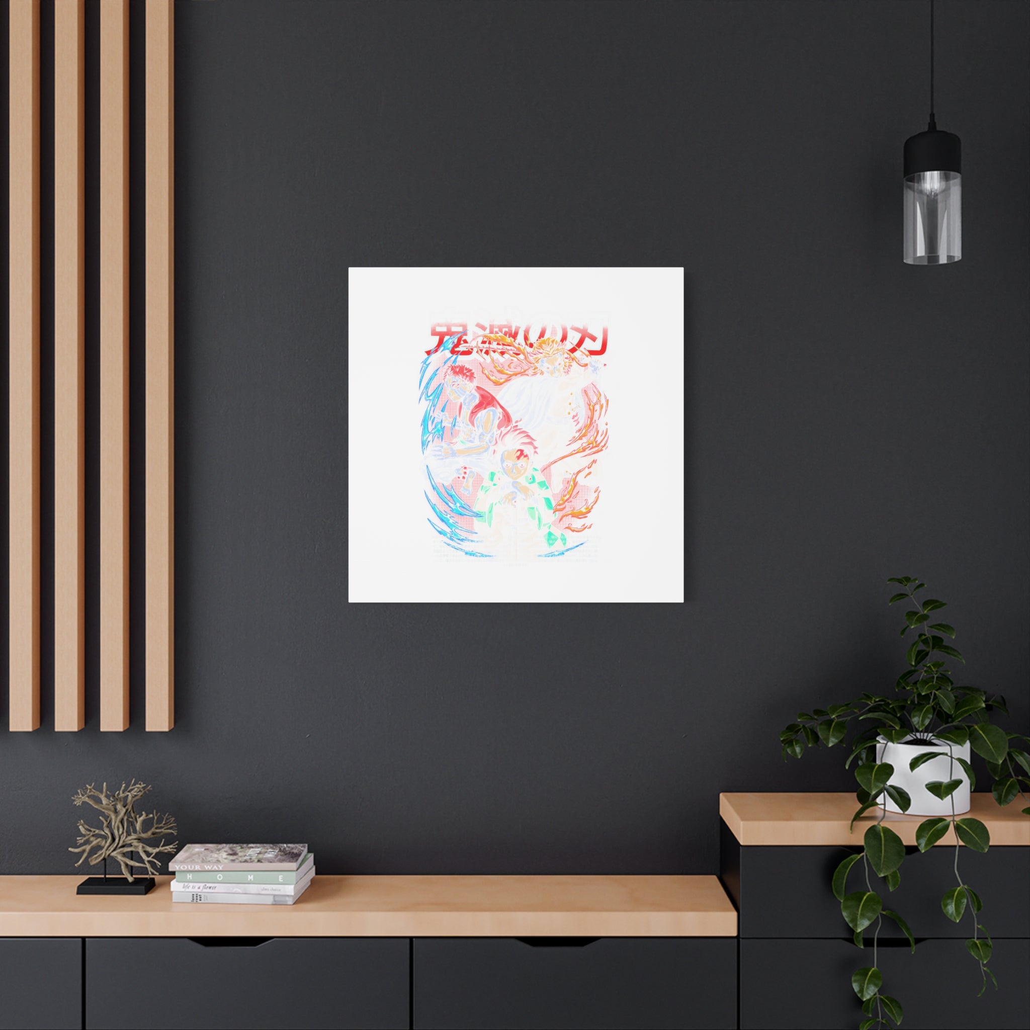 Anime Canvas Wall Art — Demon Slayer Tanjiro & Rengoku Matte Stretched Print
