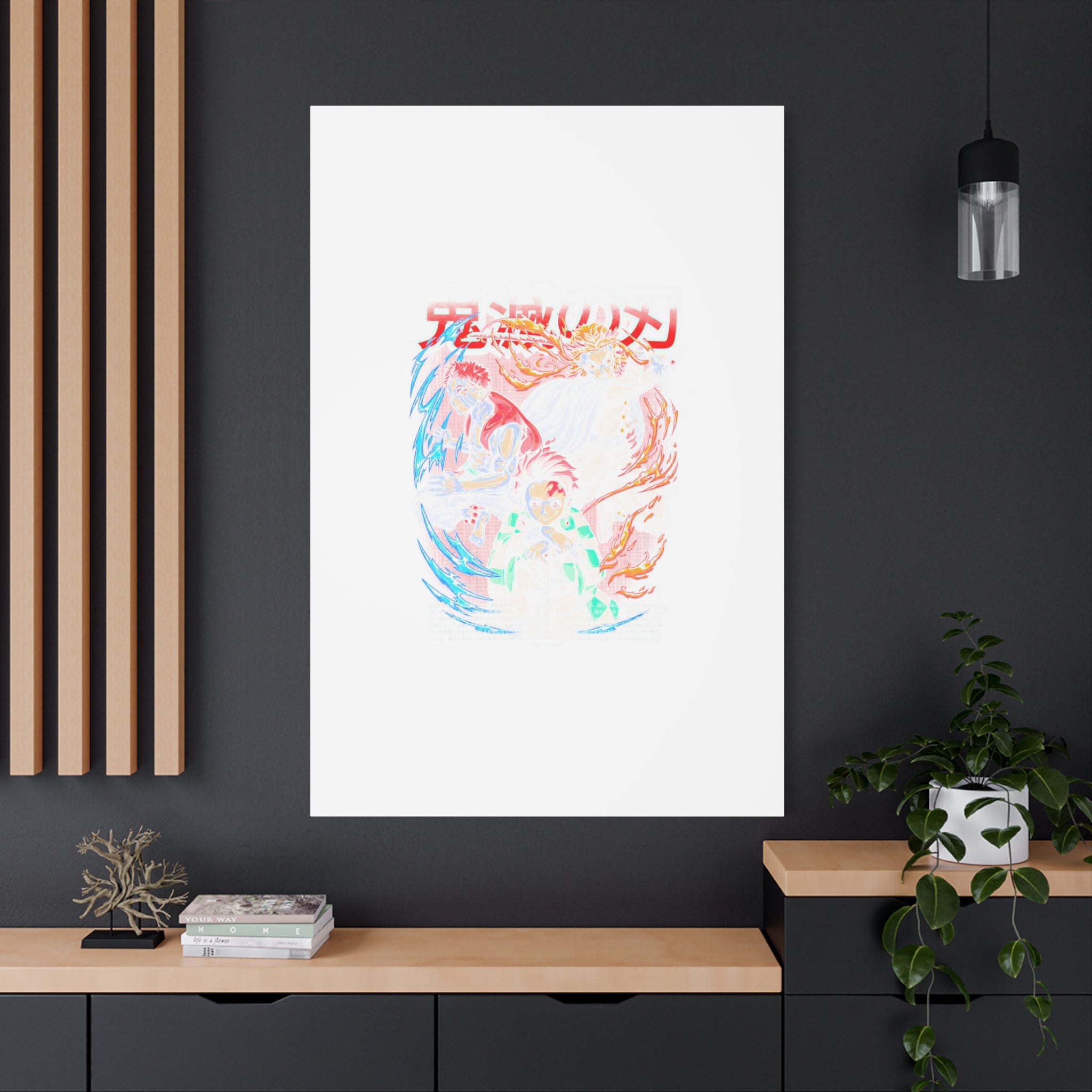 Anime Canvas Wall Art — Demon Slayer Tanjiro & Rengoku Matte Stretched Print