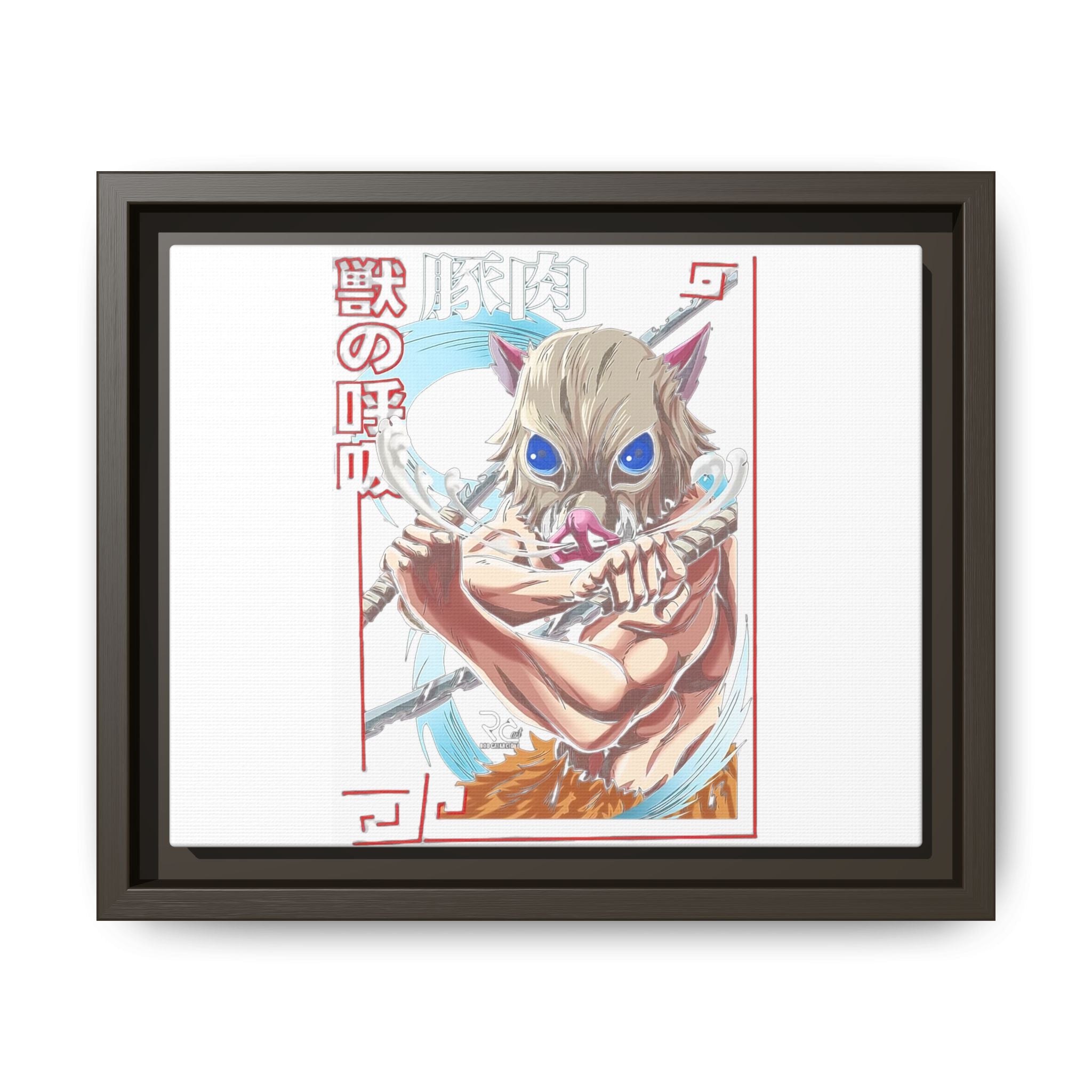 Demon Mask Anime Canvas Print — Inosuke Framed Matte Wall Art