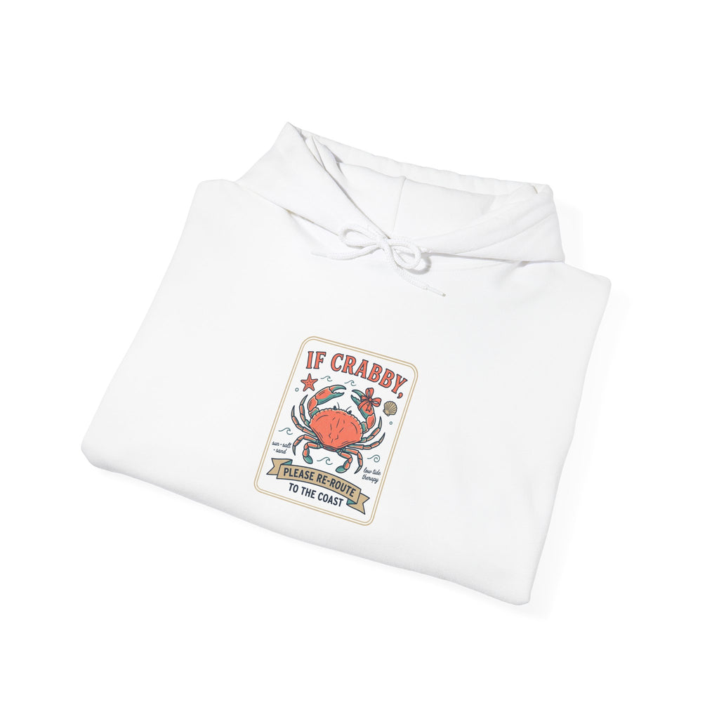 Crabby Coastal Illustration Hoodie | Cute Grumpy Crab, Summer Beach Humor