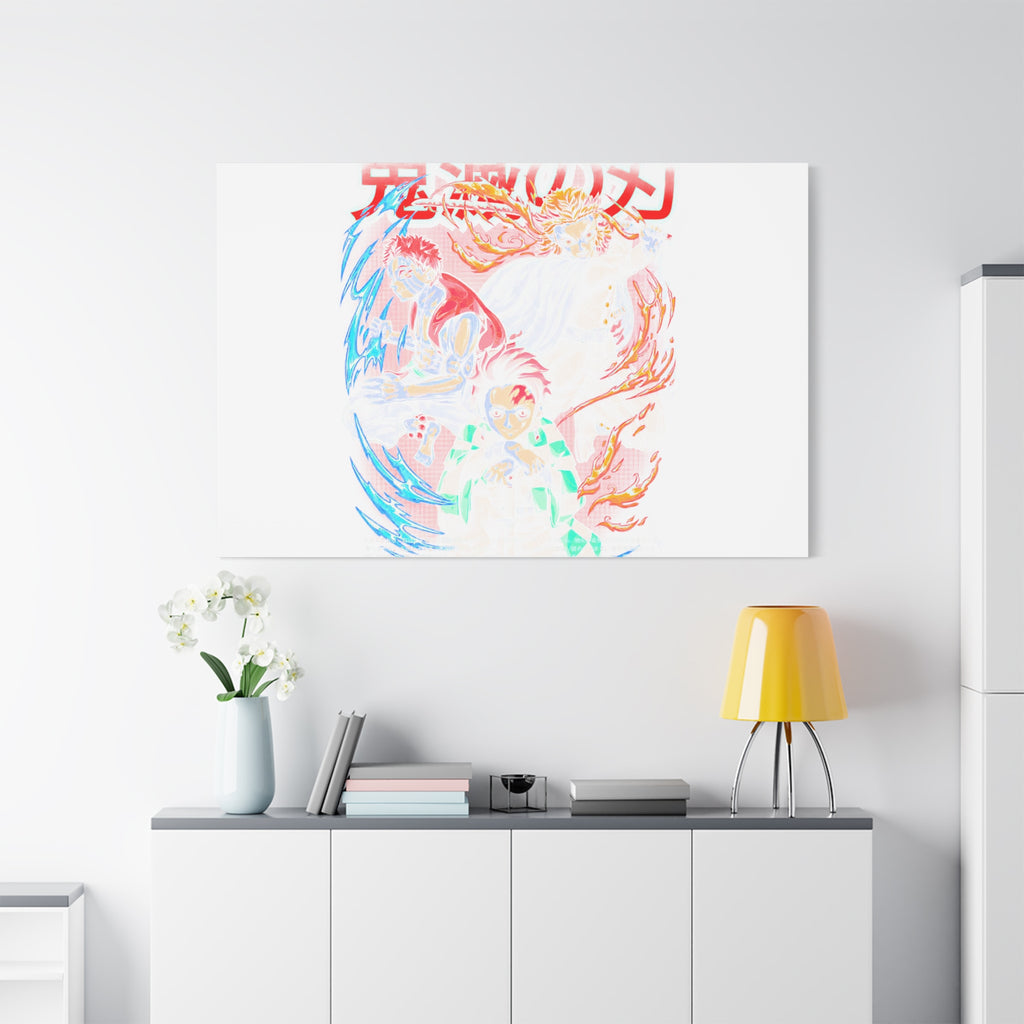 Anime Canvas Wall Art — Demon Slayer Tanjiro & Rengoku Matte Stretched Print