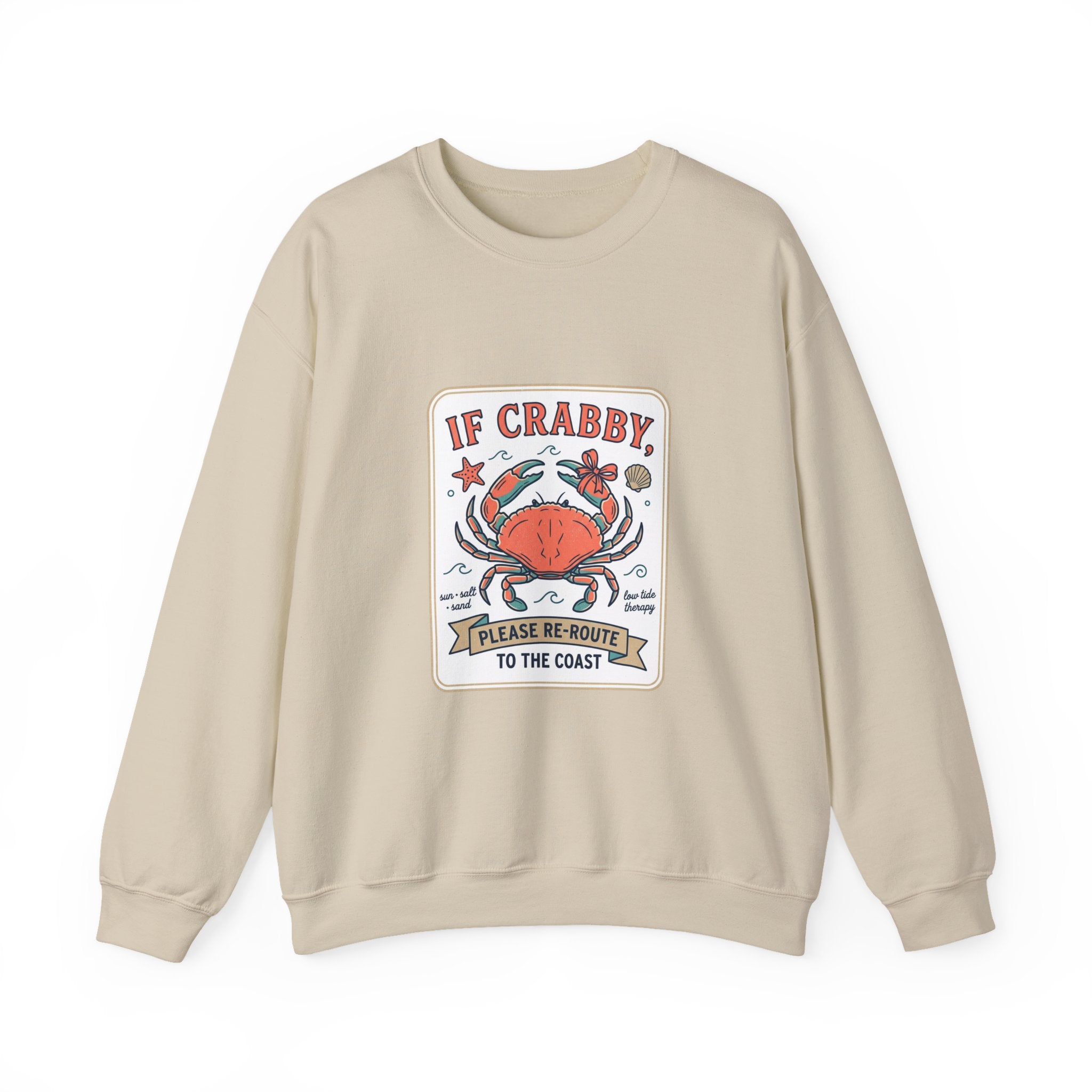 If Crabby Crewneck Sweatshirt | Crab Mood Humor, Coastal Summer Style