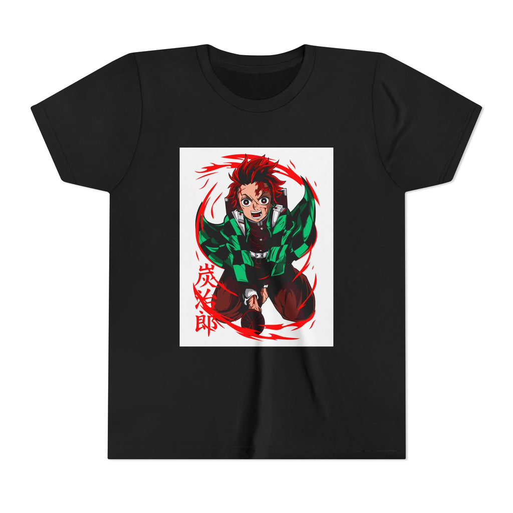 Youth Anime Character Tee — Action Pose Graphic Short Sleeve Shirt