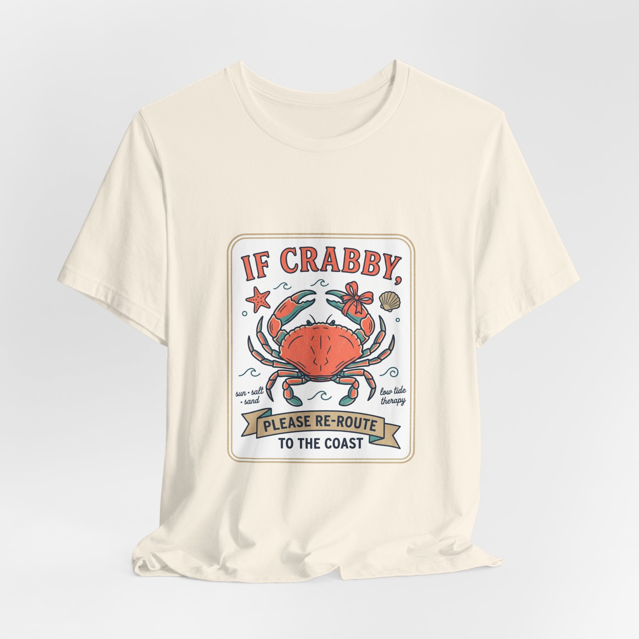 If Crabby Please Re-Route to the Coast T-Shirt | Crab Humor, Coastal Summer