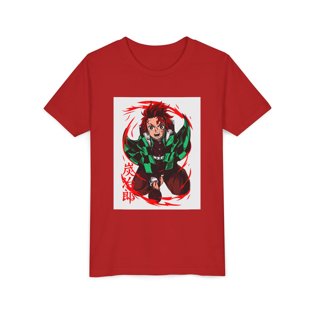 Youth Anime Character Tee — Action Pose Graphic Short Sleeve Shirt