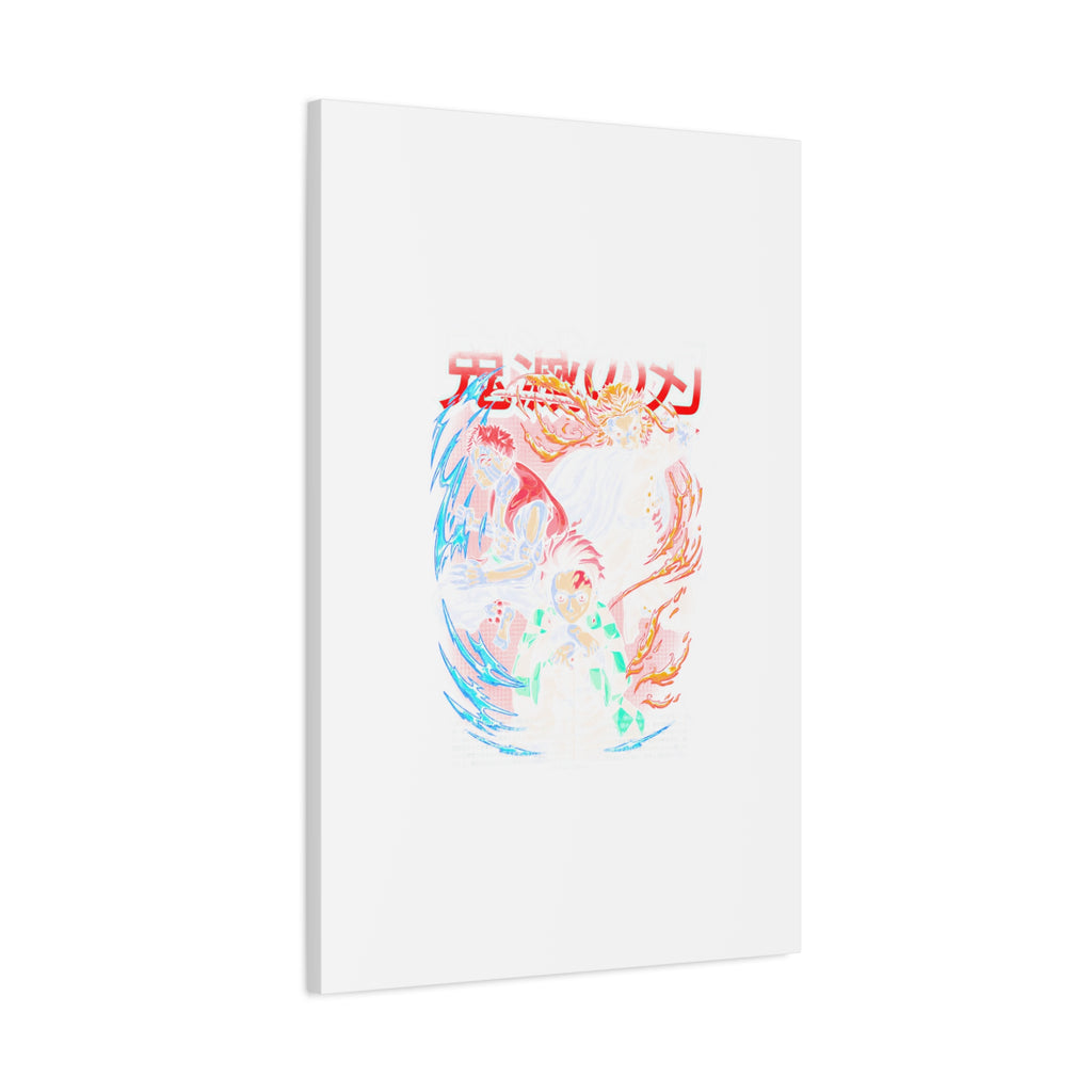 Anime Canvas Wall Art — Demon Slayer Tanjiro & Rengoku Matte Stretched Print