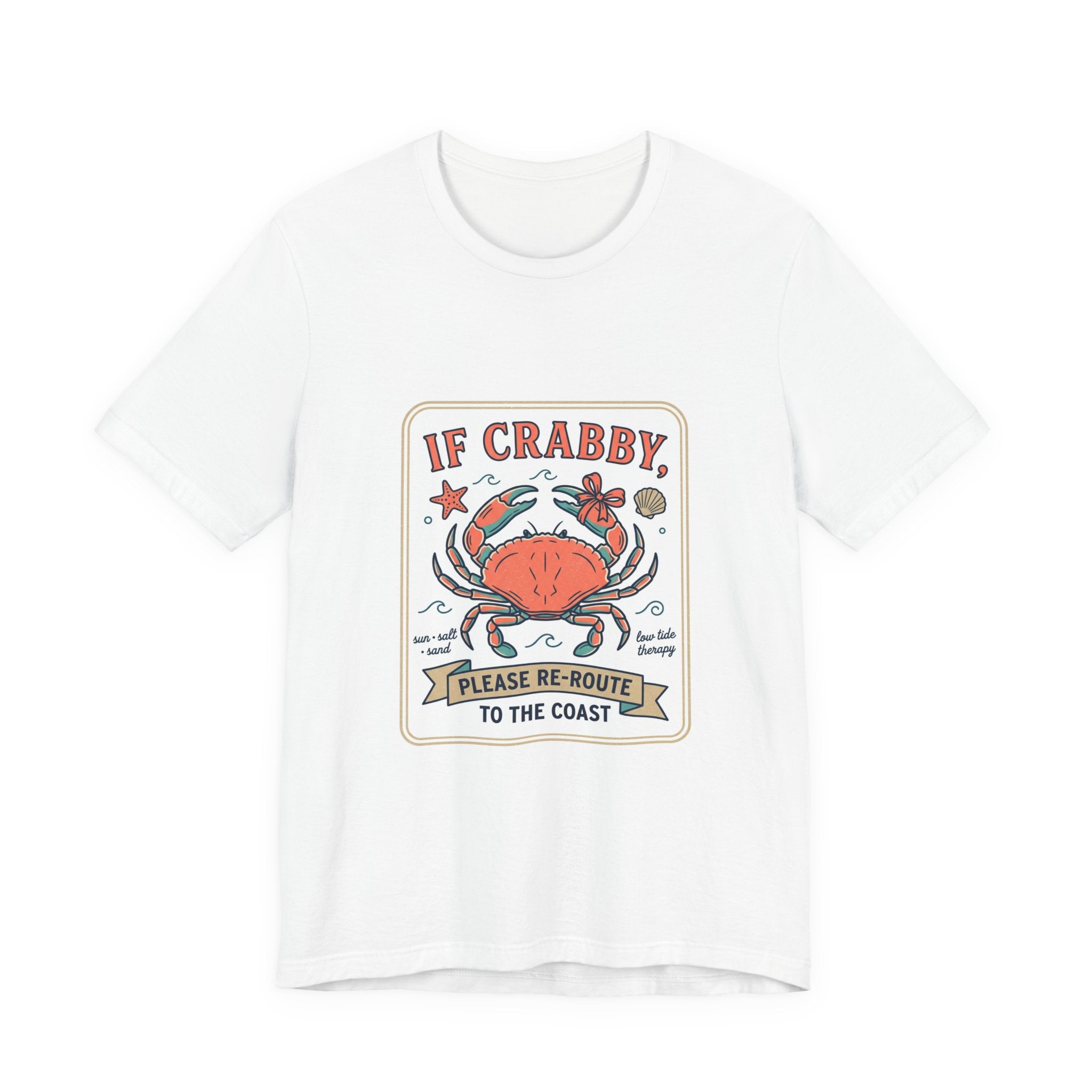 If Crabby Please Re-Route to the Coast T-Shirt | Crab Humor, Coastal Summer