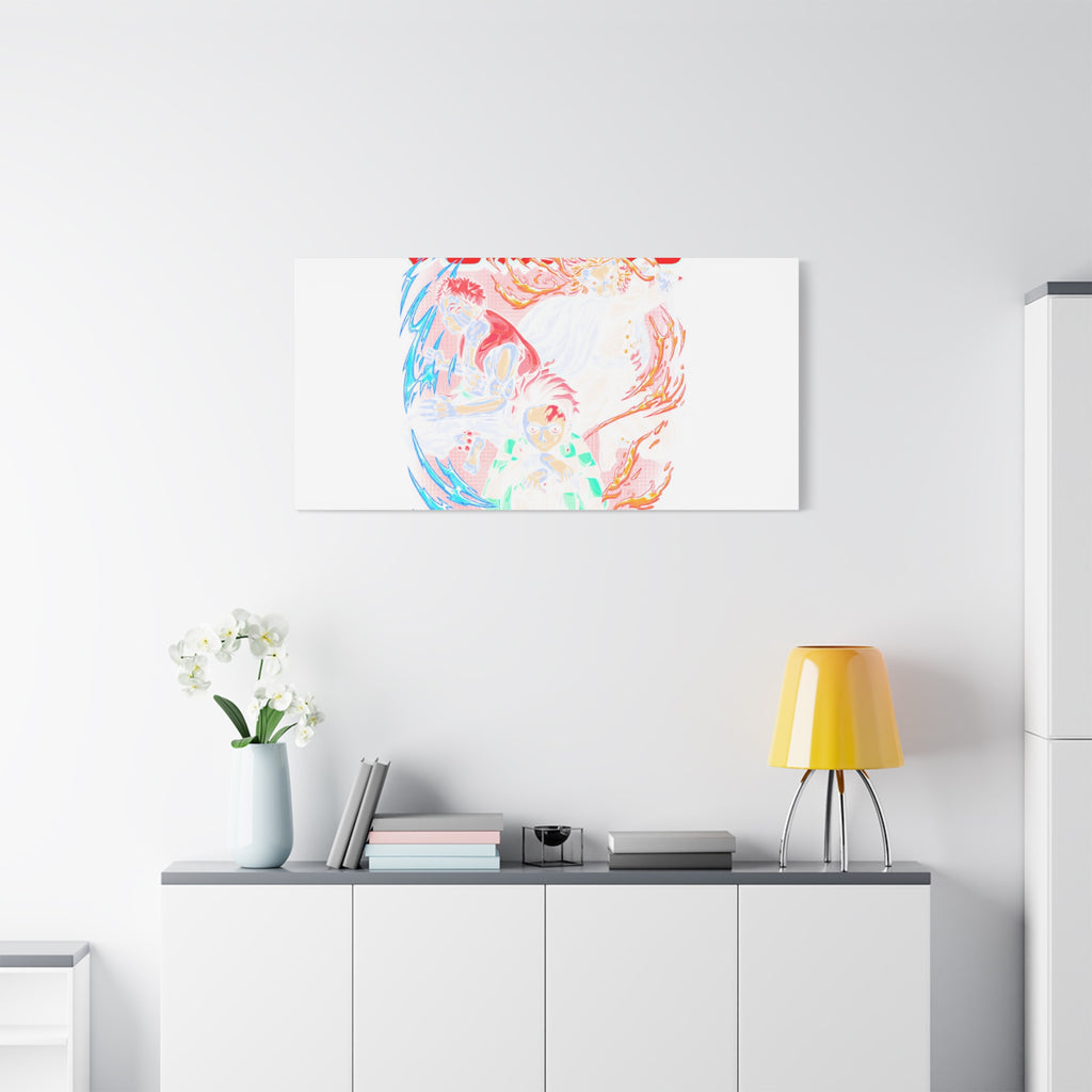 Anime Canvas Wall Art — Demon Slayer Tanjiro & Rengoku Matte Stretched Print