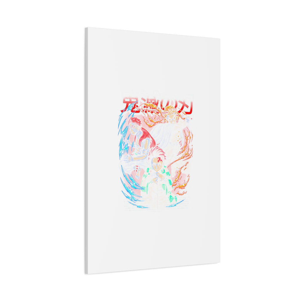 Anime Canvas Wall Art — Demon Slayer Tanjiro & Rengoku Matte Stretched Print