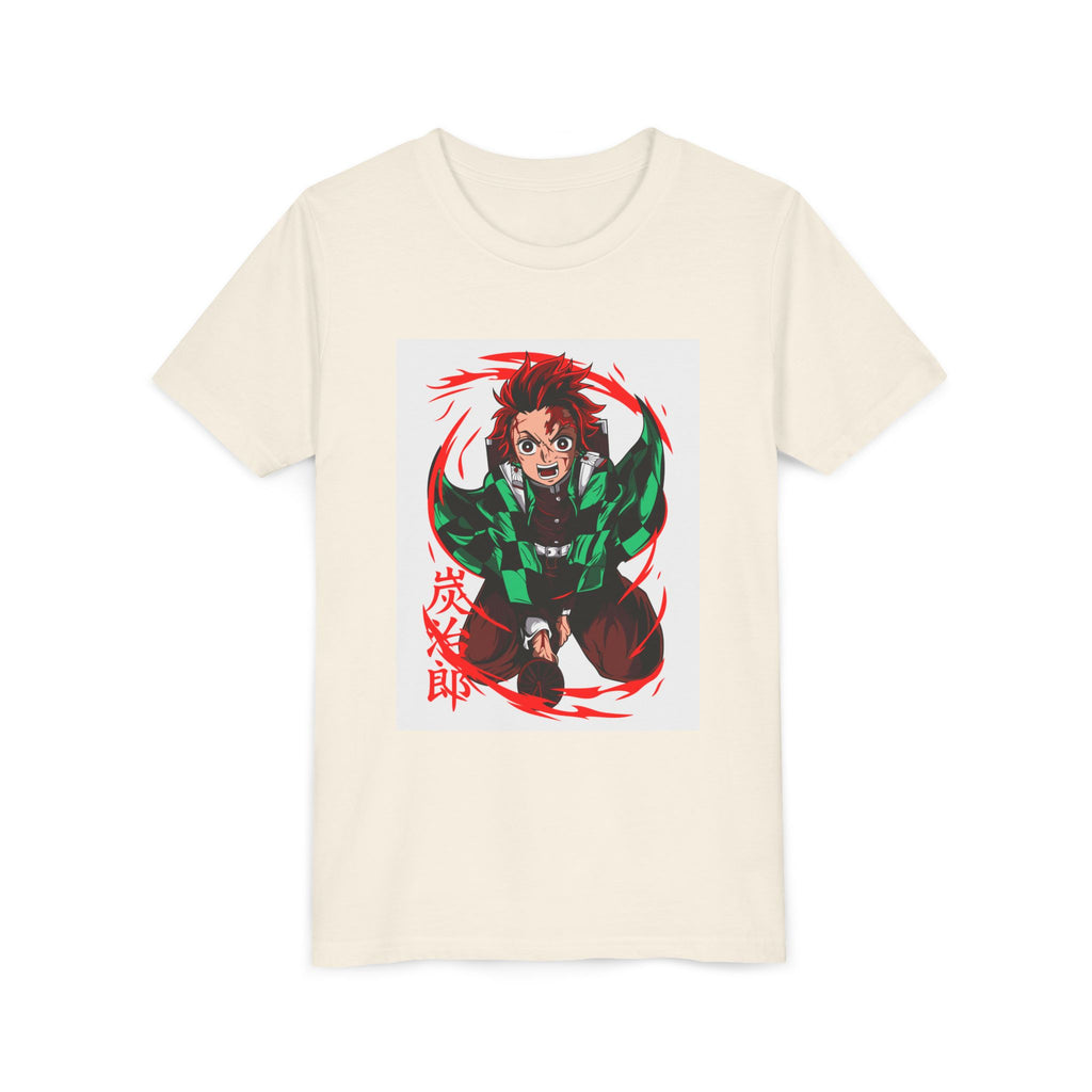 Youth Anime Character Tee — Action Pose Graphic Short Sleeve Shirt