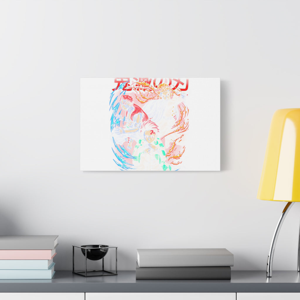 Anime Canvas Wall Art — Demon Slayer Tanjiro & Rengoku Matte Stretched Print