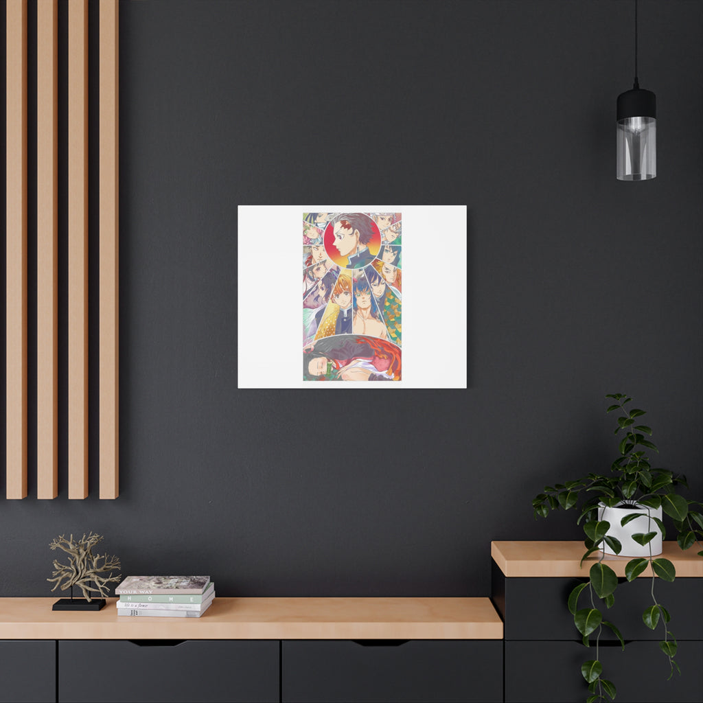 Anime Character Collage Matte Canvas Print - Stretched Wall Art