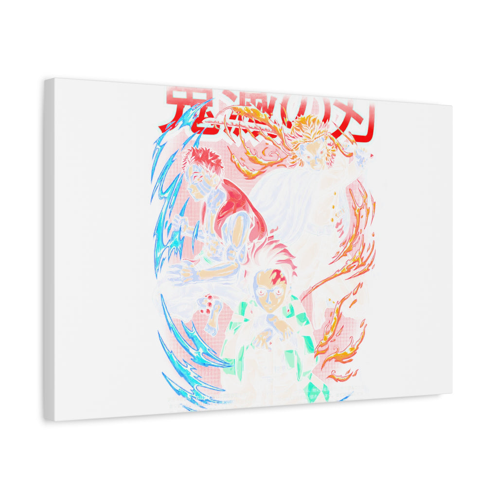 Anime Canvas Wall Art — Demon Slayer Tanjiro & Rengoku Matte Stretched Print