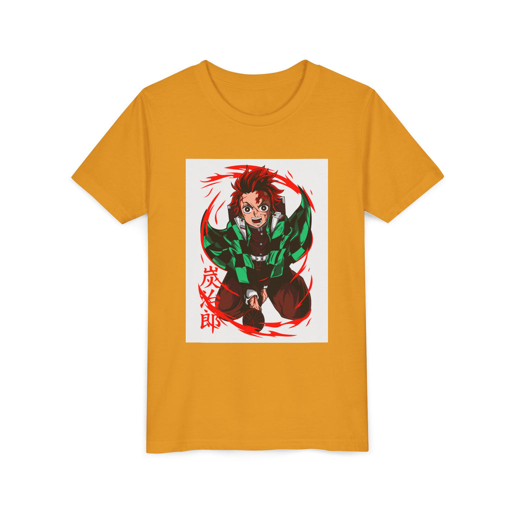 Youth Anime Character Tee — Action Pose Graphic Short Sleeve Shirt