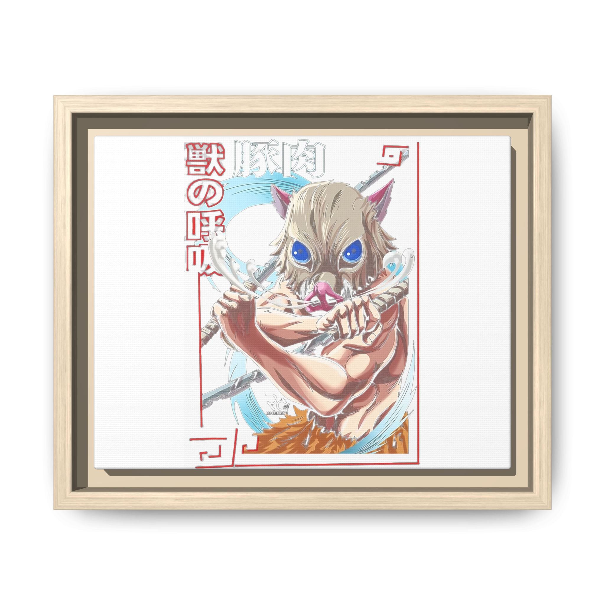 Demon Mask Anime Canvas Print — Inosuke Framed Matte Wall Art