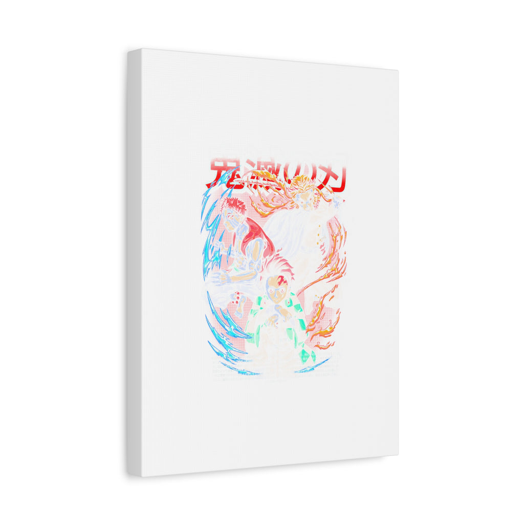 Anime Canvas Wall Art — Demon Slayer Tanjiro & Rengoku Matte Stretched Print
