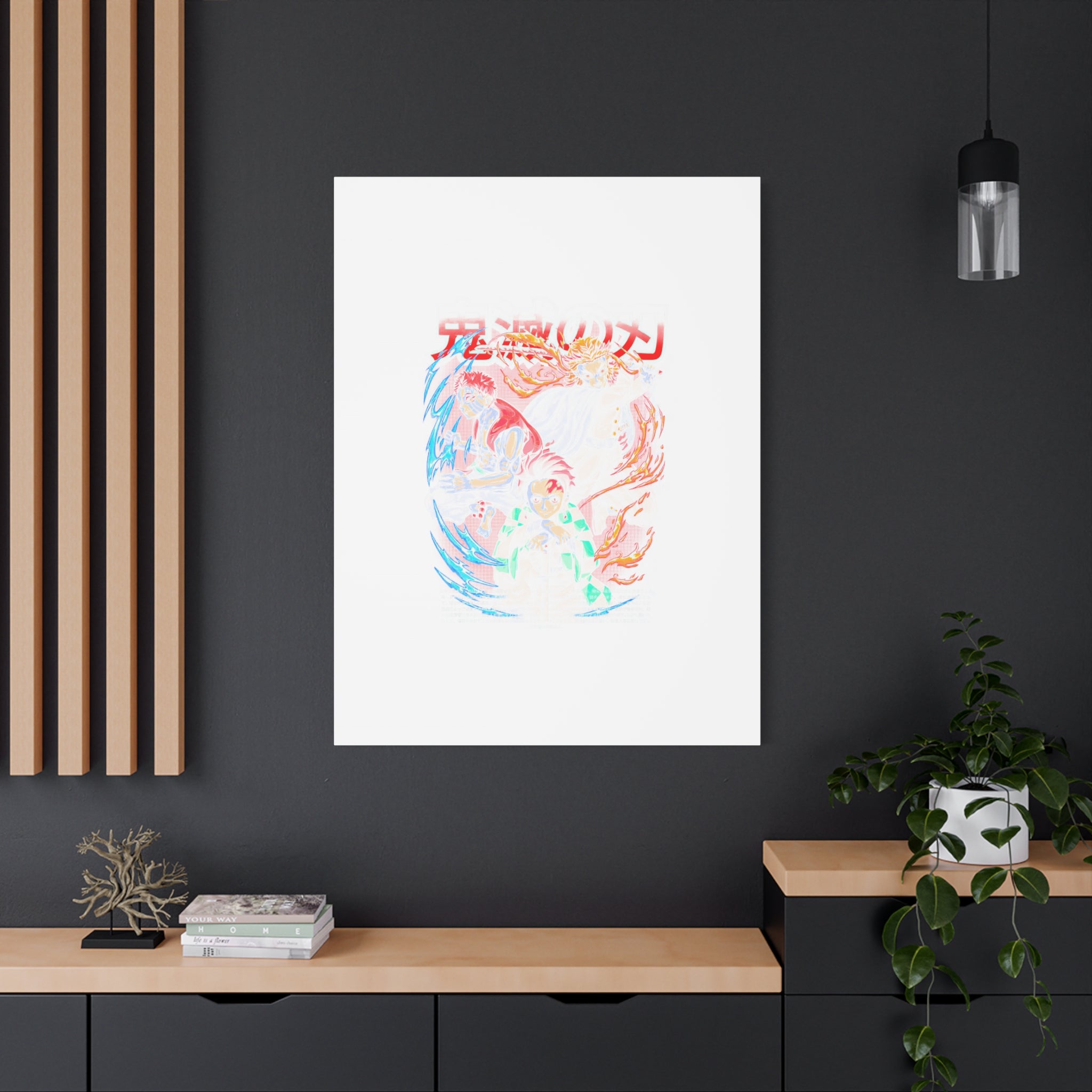 Anime Canvas Wall Art — Demon Slayer Tanjiro & Rengoku Matte Stretched Print