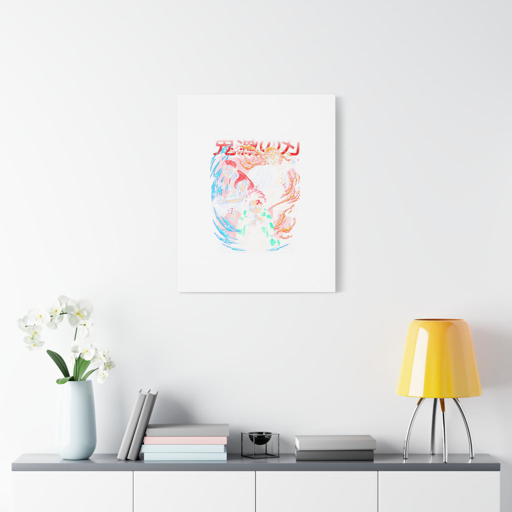Anime Canvas Wall Art — Demon Slayer Tanjiro & Rengoku Matte Stretched Print