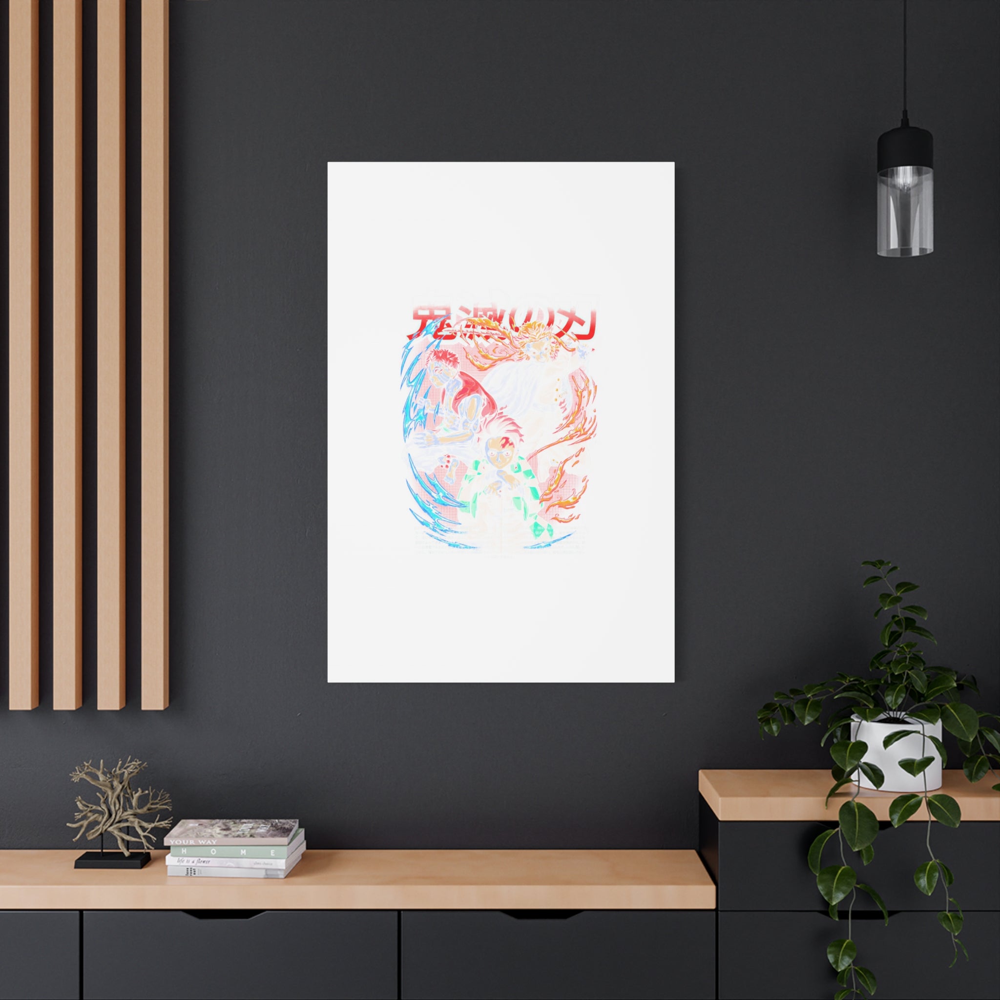 Anime Canvas Wall Art — Demon Slayer Tanjiro & Rengoku Matte Stretched Print