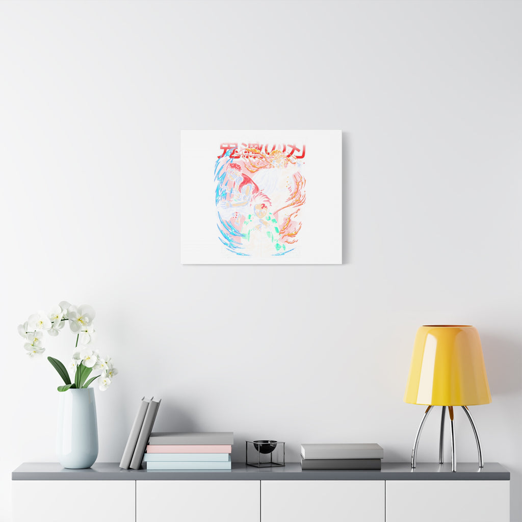 Anime Canvas Wall Art — Demon Slayer Tanjiro & Rengoku Matte Stretched Print