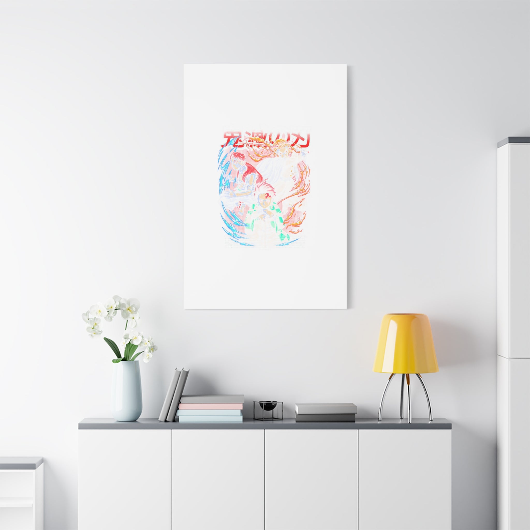 Anime Canvas Wall Art — Demon Slayer Tanjiro & Rengoku Matte Stretched Print