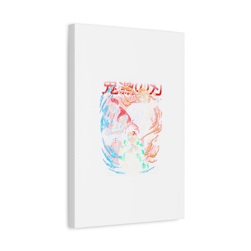 Anime Canvas Wall Art — Demon Slayer Tanjiro & Rengoku Matte Stretched Print