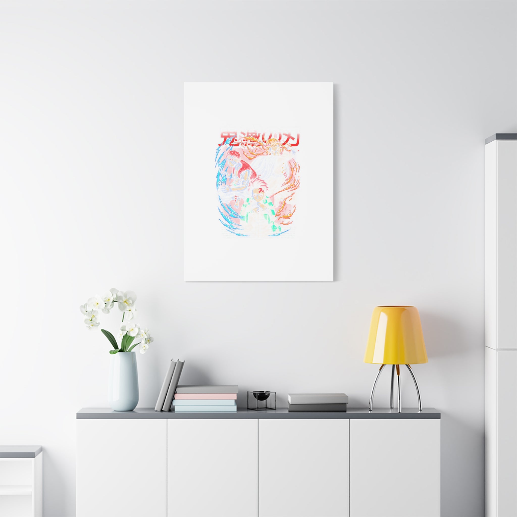 Anime Canvas Wall Art — Demon Slayer Tanjiro & Rengoku Matte Stretched Print