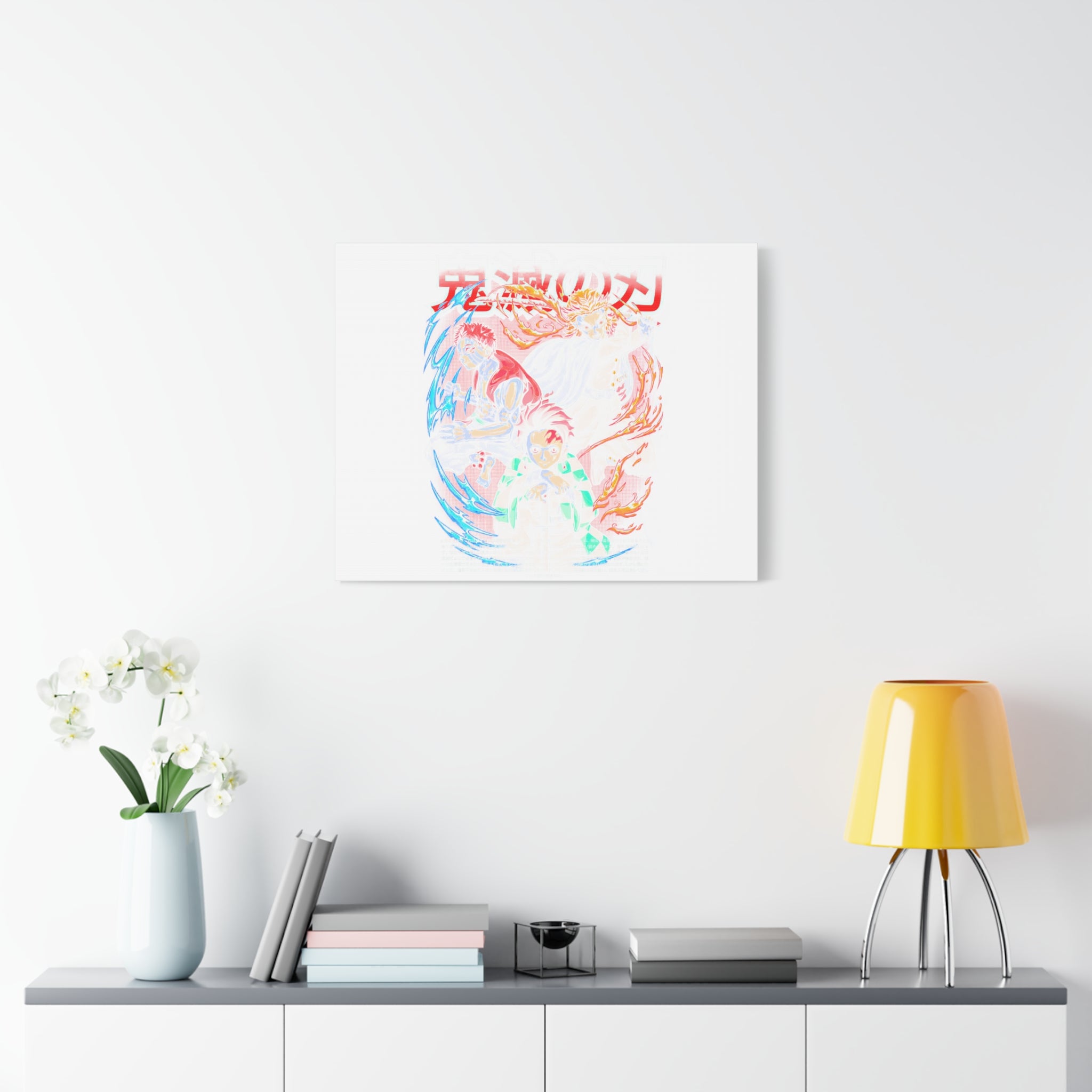 Anime Canvas Wall Art — Demon Slayer Tanjiro & Rengoku Matte Stretched Print
