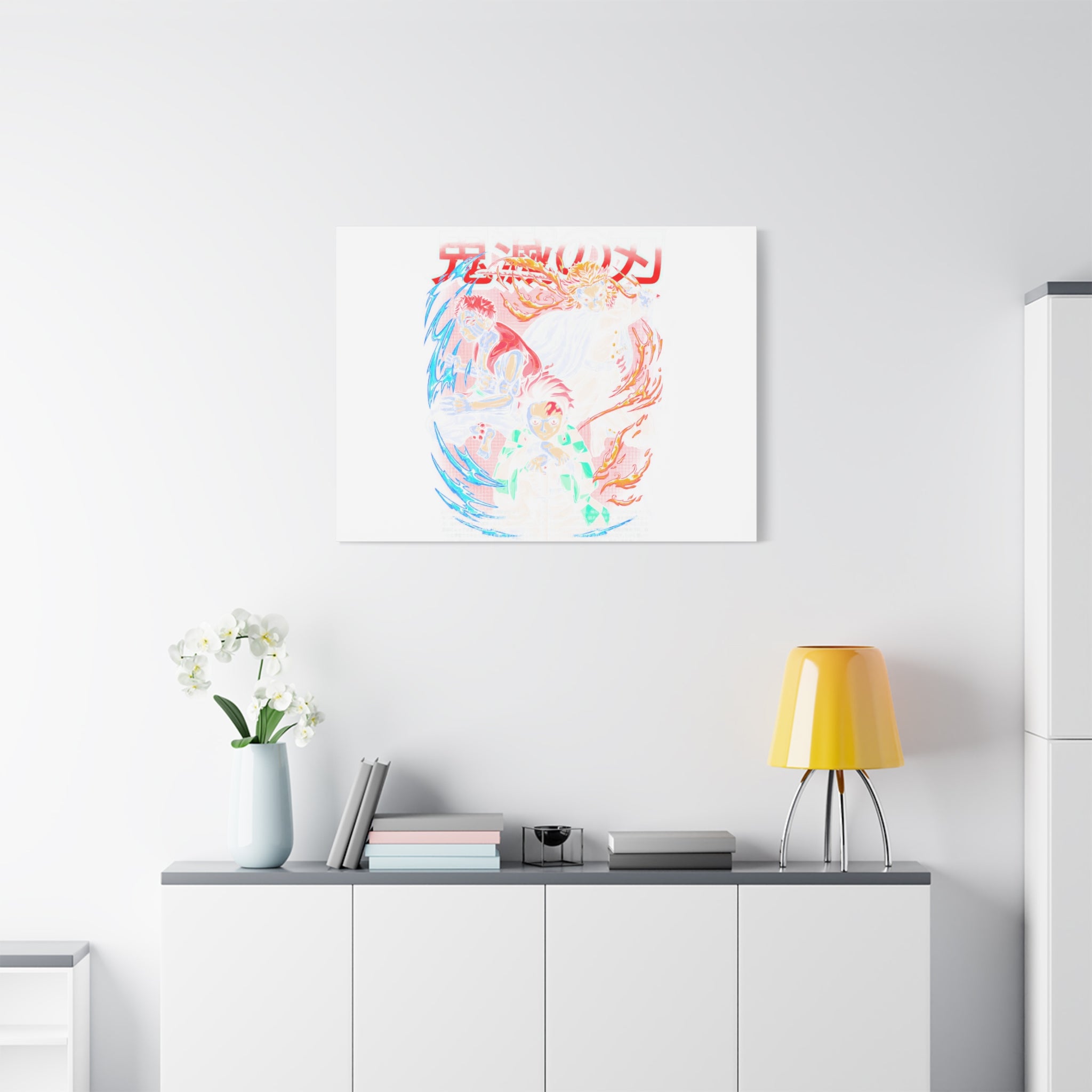 Anime Canvas Wall Art — Demon Slayer Tanjiro & Rengoku Matte Stretched Print