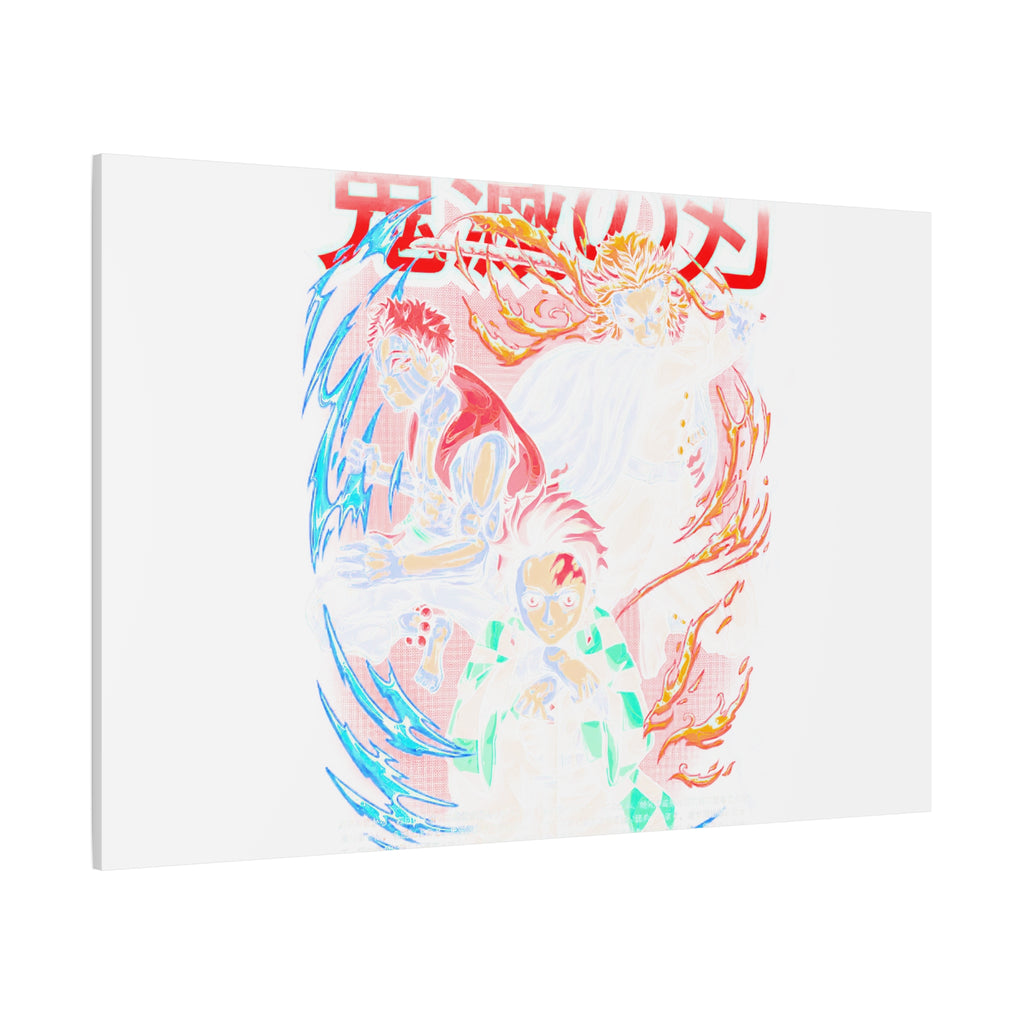 Anime Canvas Wall Art — Demon Slayer Tanjiro & Rengoku Matte Stretched Print