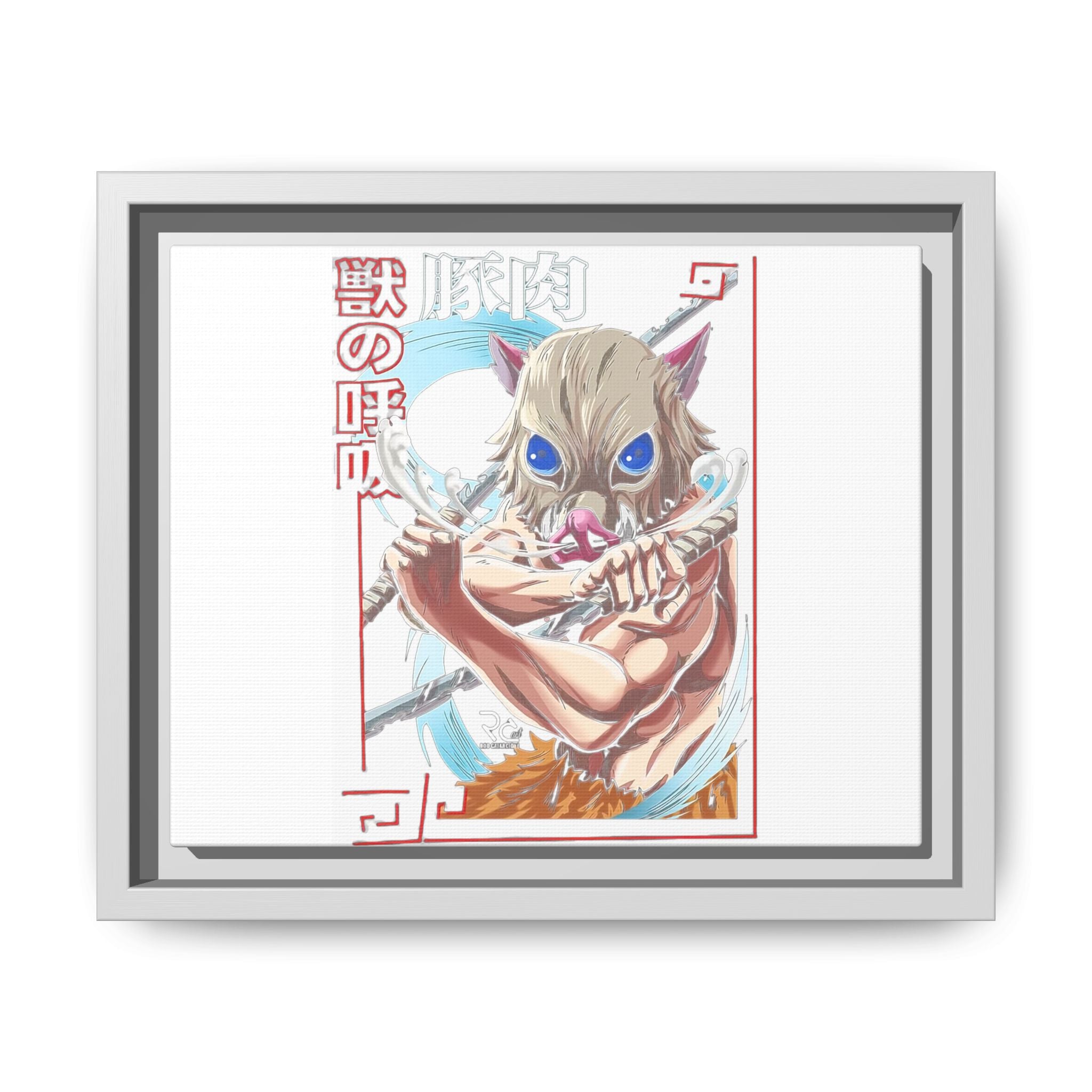 Demon Mask Anime Canvas Print — Inosuke Framed Matte Wall Art