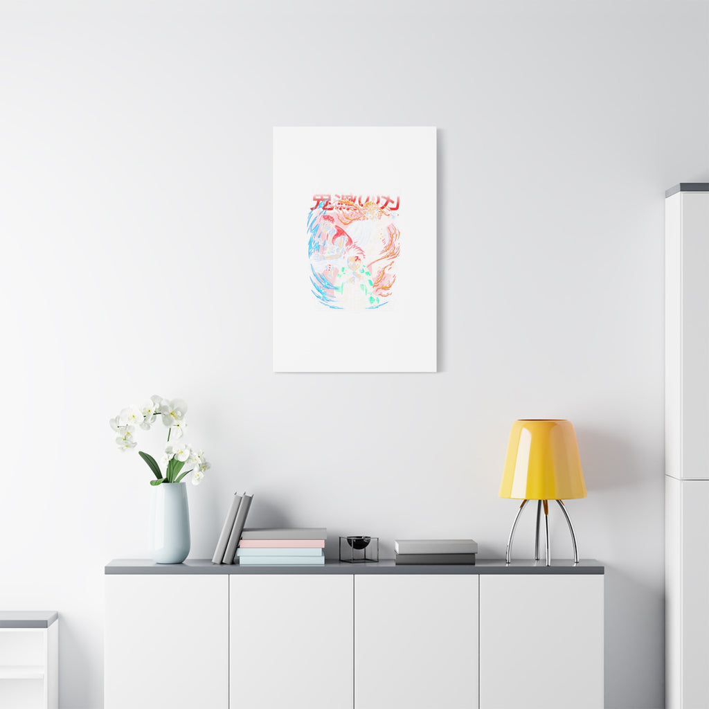 Anime Canvas Wall Art — Demon Slayer Tanjiro & Rengoku Matte Stretched Print