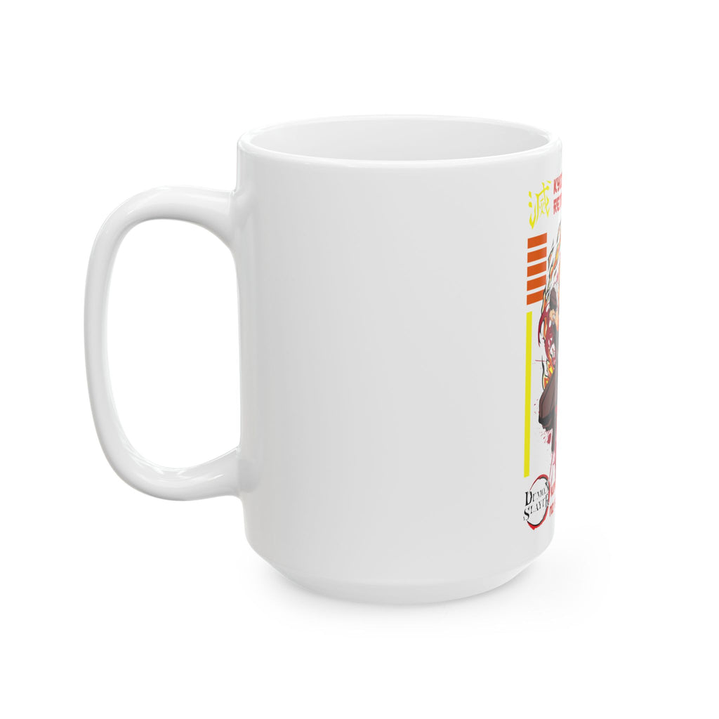 Flame Breathing Anime Mug — Kyojuro Rengoku Fire Fighter Ceramic Coffee Cup (11oz/15oz)