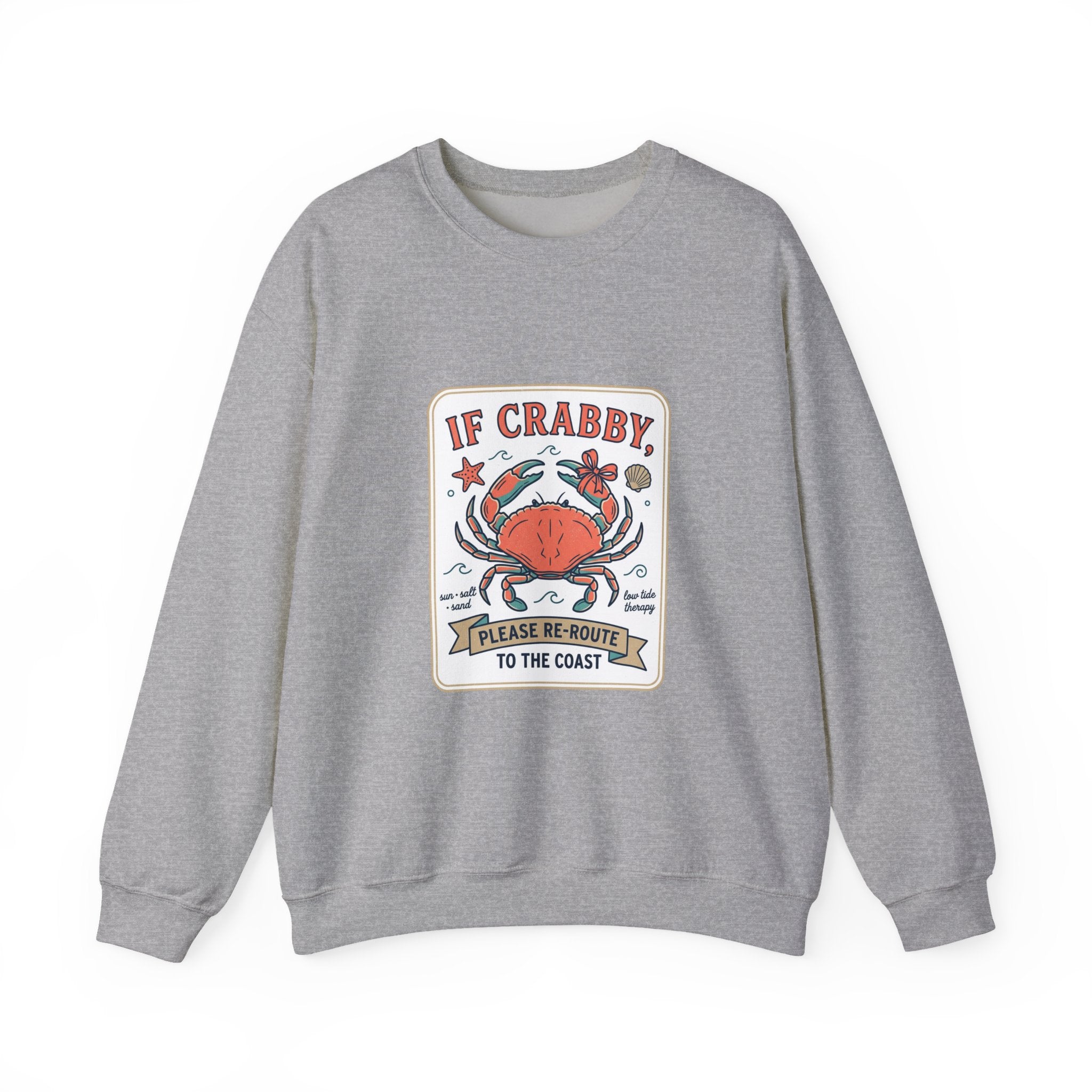 If Crabby Crewneck Sweatshirt | Crab Mood Humor, Coastal Summer Style