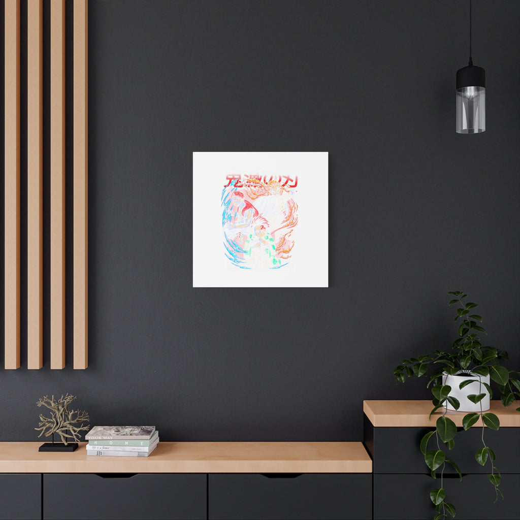 Anime Canvas Wall Art — Demon Slayer Tanjiro & Rengoku Matte Stretched Print