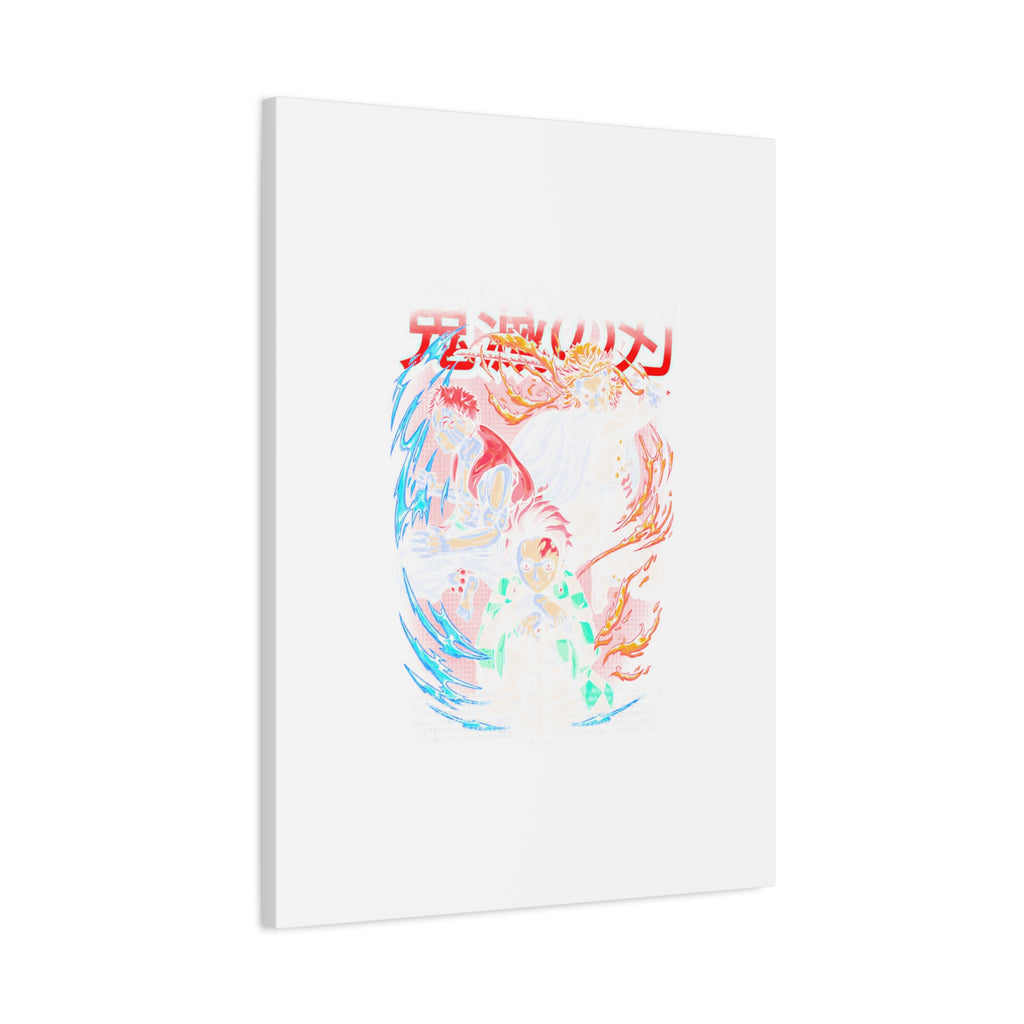 Anime Canvas Wall Art — Demon Slayer Tanjiro & Rengoku Matte Stretched Print