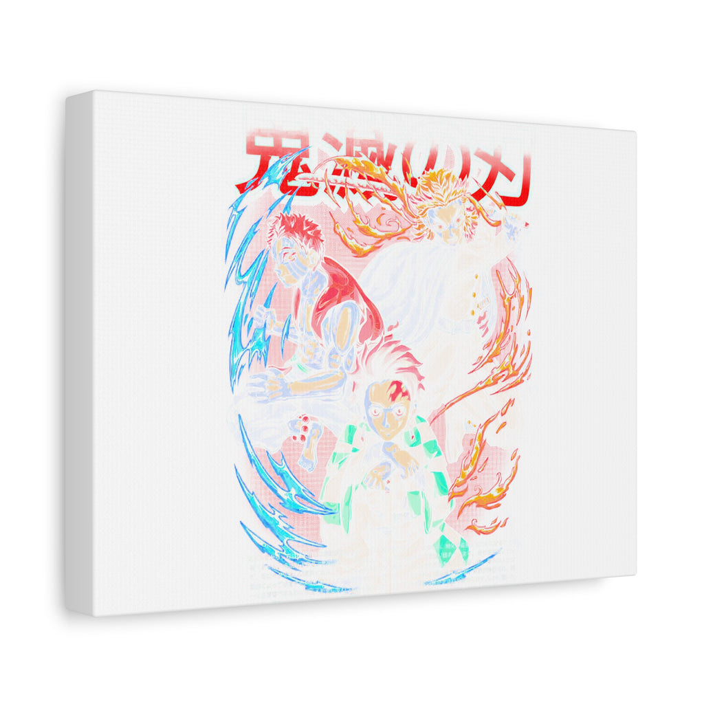 Anime Canvas Wall Art — Demon Slayer Tanjiro & Rengoku Matte Stretched Print